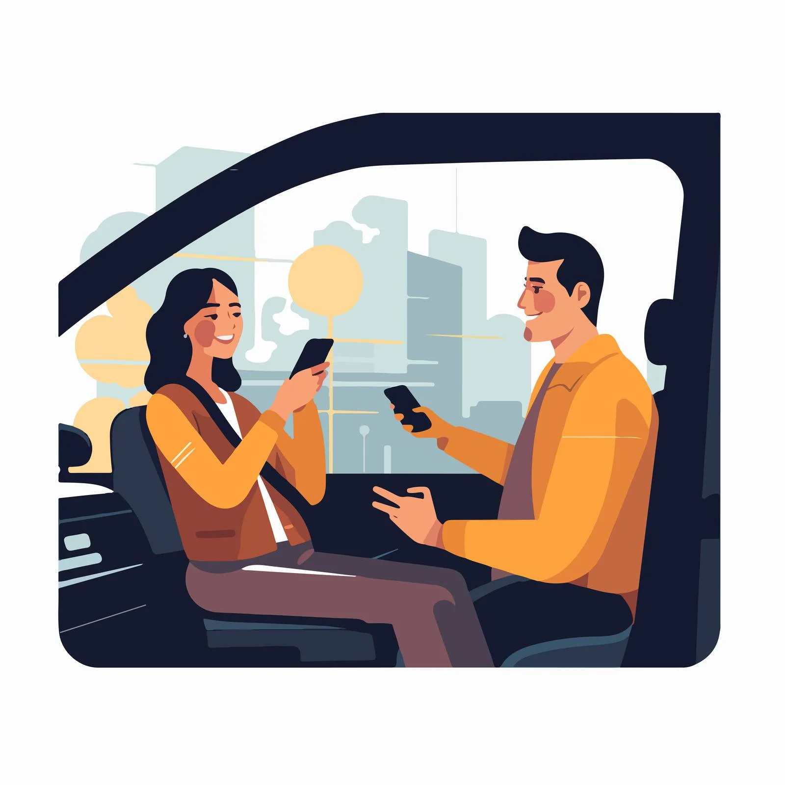 Taxi Front Seat Interaction with Passenger — free download from Dotvec