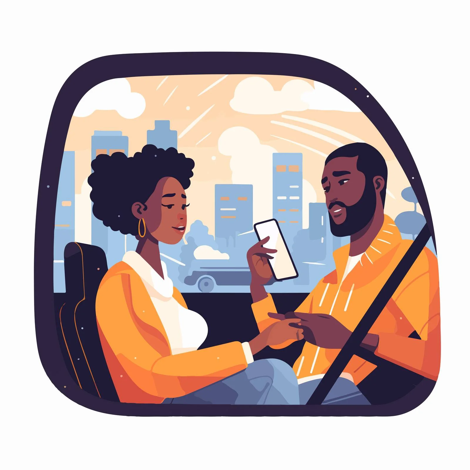Taxi Driver and Passenger in Front Seat — free download from Dotvec