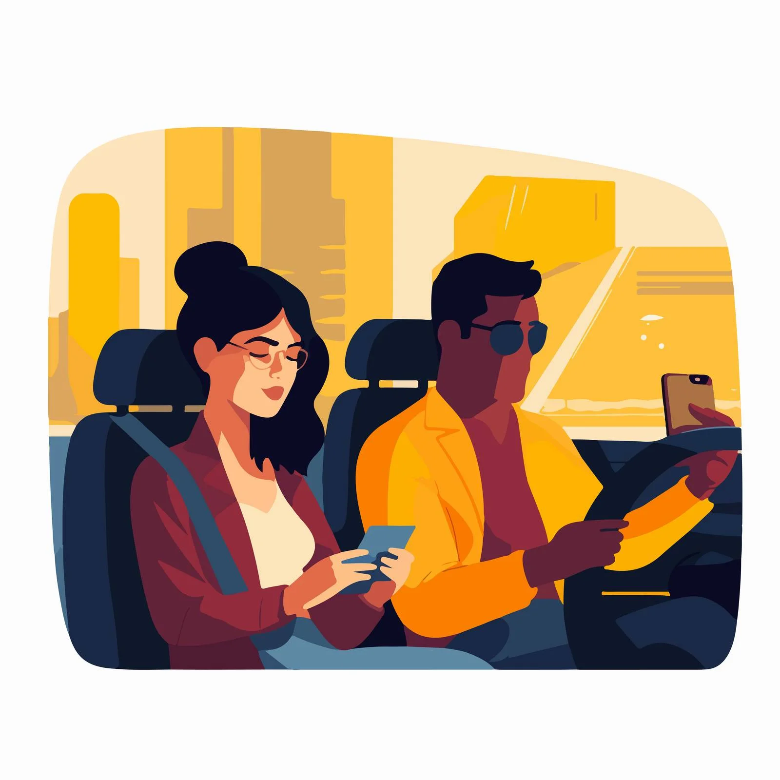 Taxi Driver with Passenger in Front Seat — free download from Dotvec