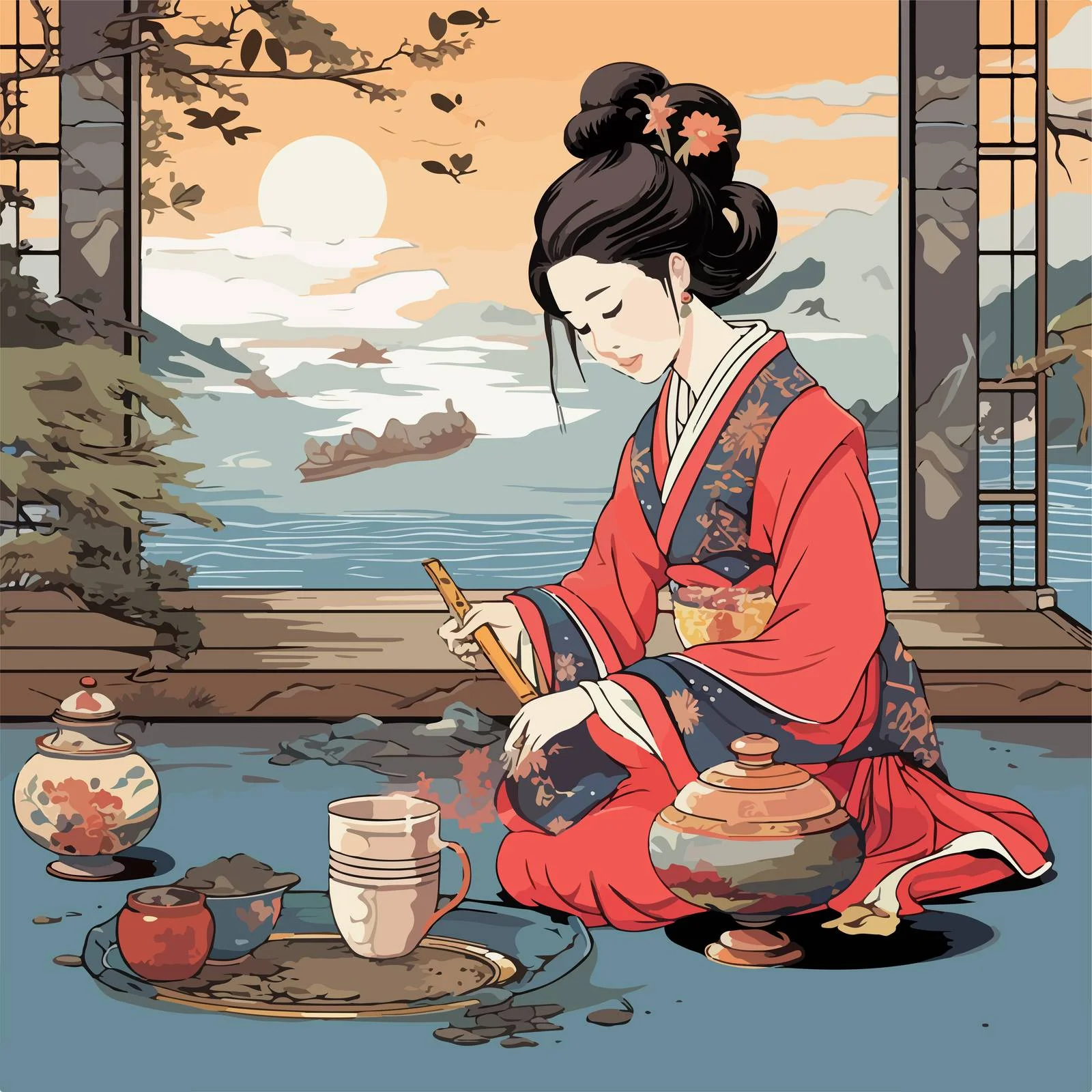 Elegant Tea Ceremony with Traditional Elements — free download from Dotvec