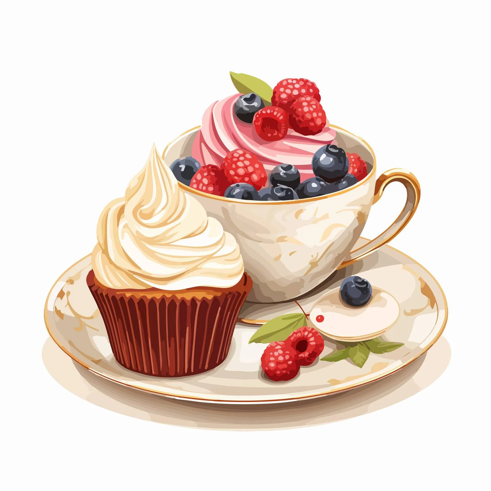 Elegant Porcelain Tea Cup with Sweet Dessert — free download from Dotvec