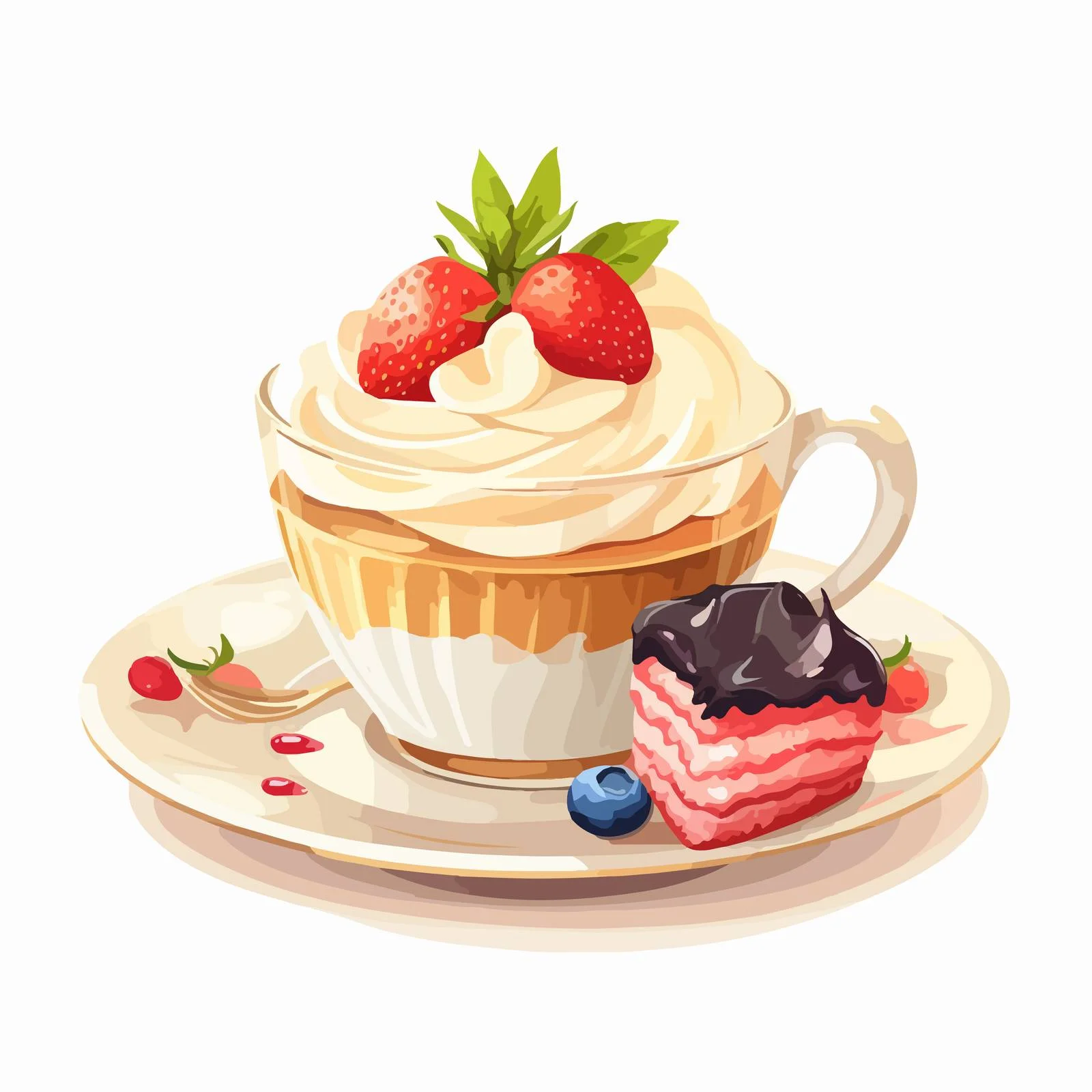 Elegant Porcelain Tea Cup with Sweet Dessert — free download from Dotvec