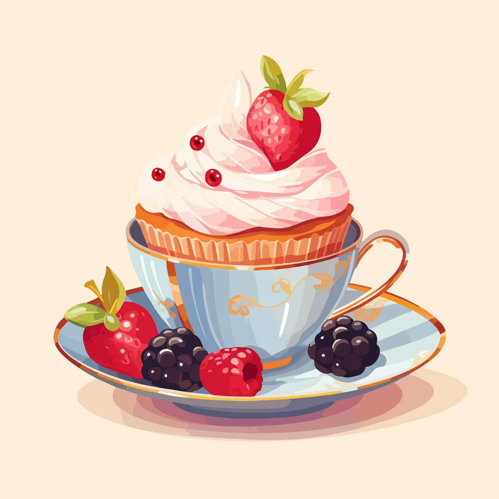 Fine Tea Cup and Dessert Set — free download from Dotvec