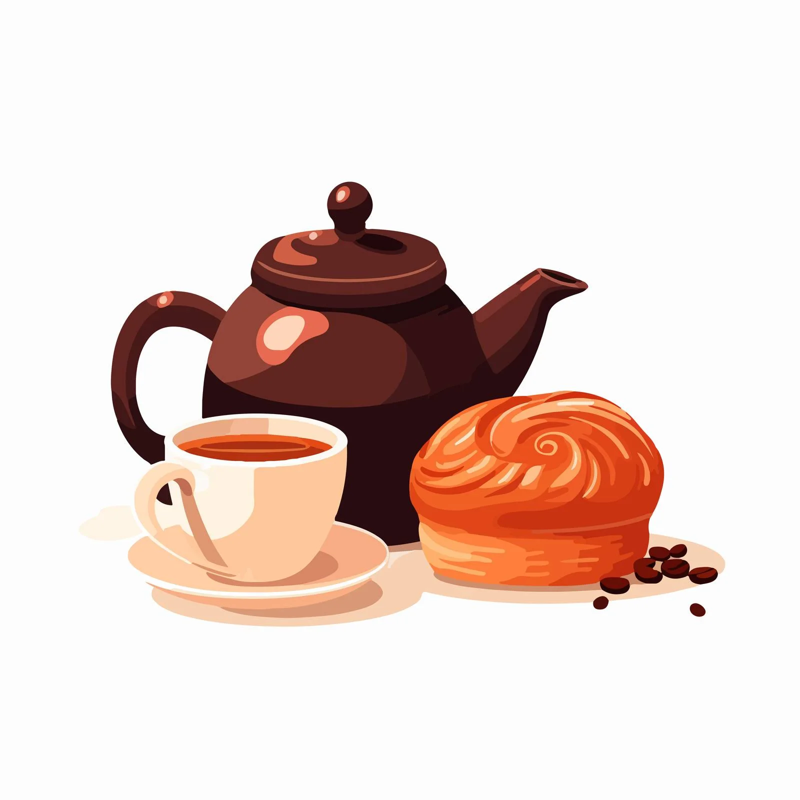 Morning Tea Setting with Sweet Bun — free download from Dotvec