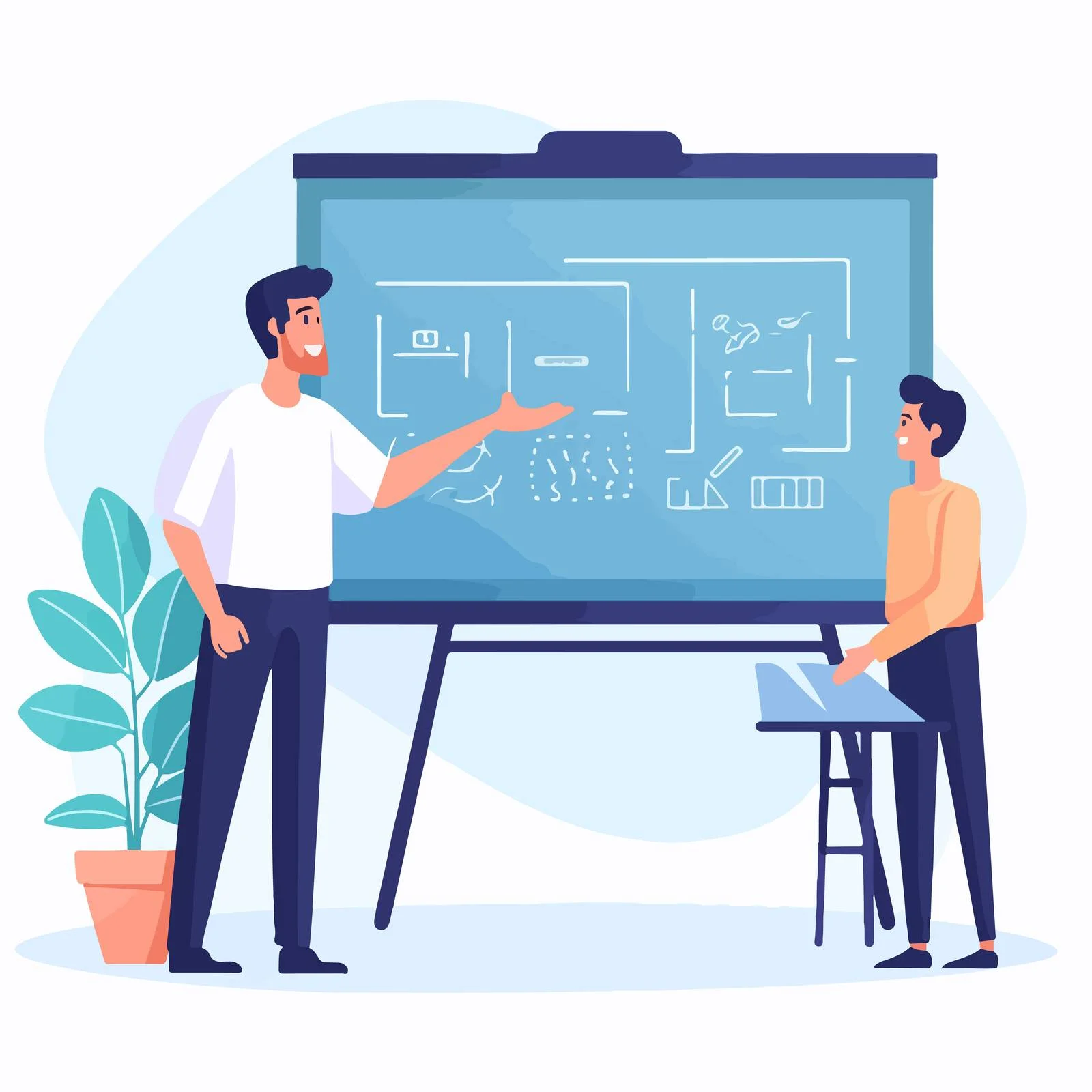 Educator and student presenting at conference — free download from Dotvec