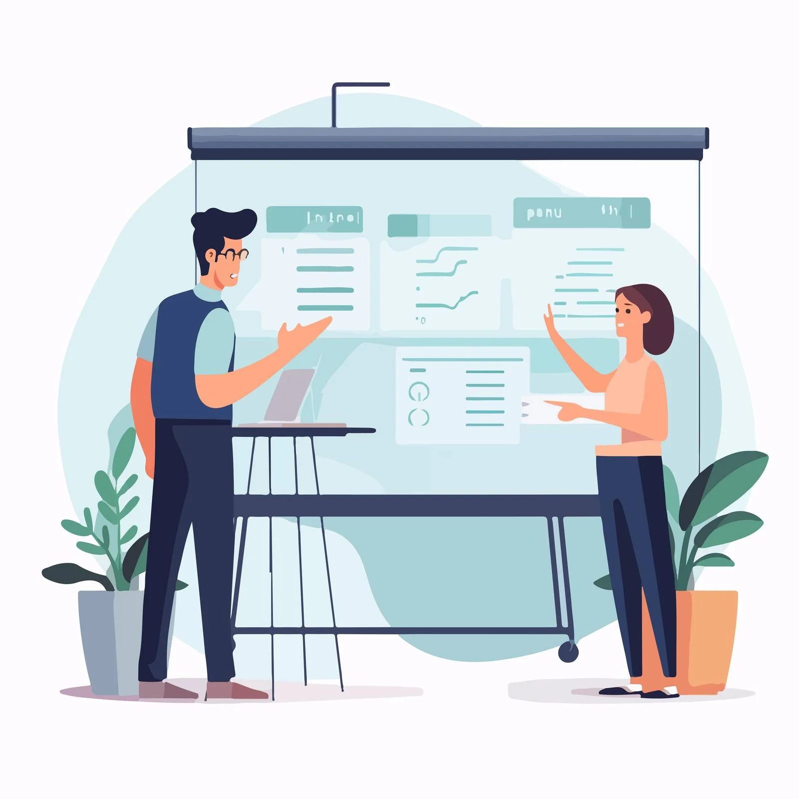 Educator and student presenting at conference — free download from Dotvec