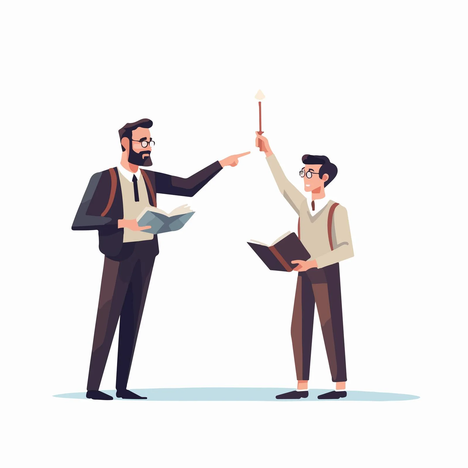 Educator demonstrating content, pointing at book — free download from Dotvec