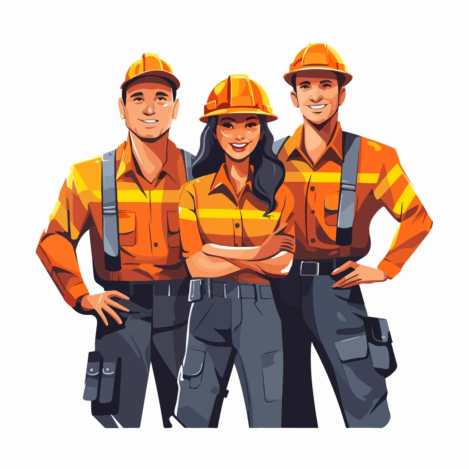 Construction Crew Standing Together at Worksite — free download from Dotvec