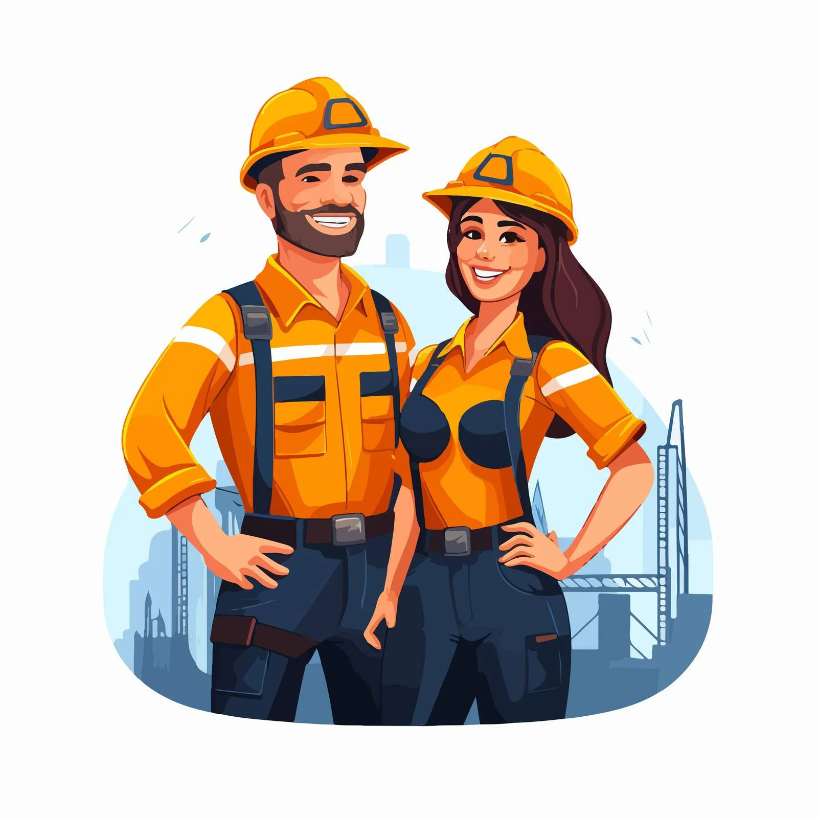 Construction team in joint standing position — free download from Dotvec