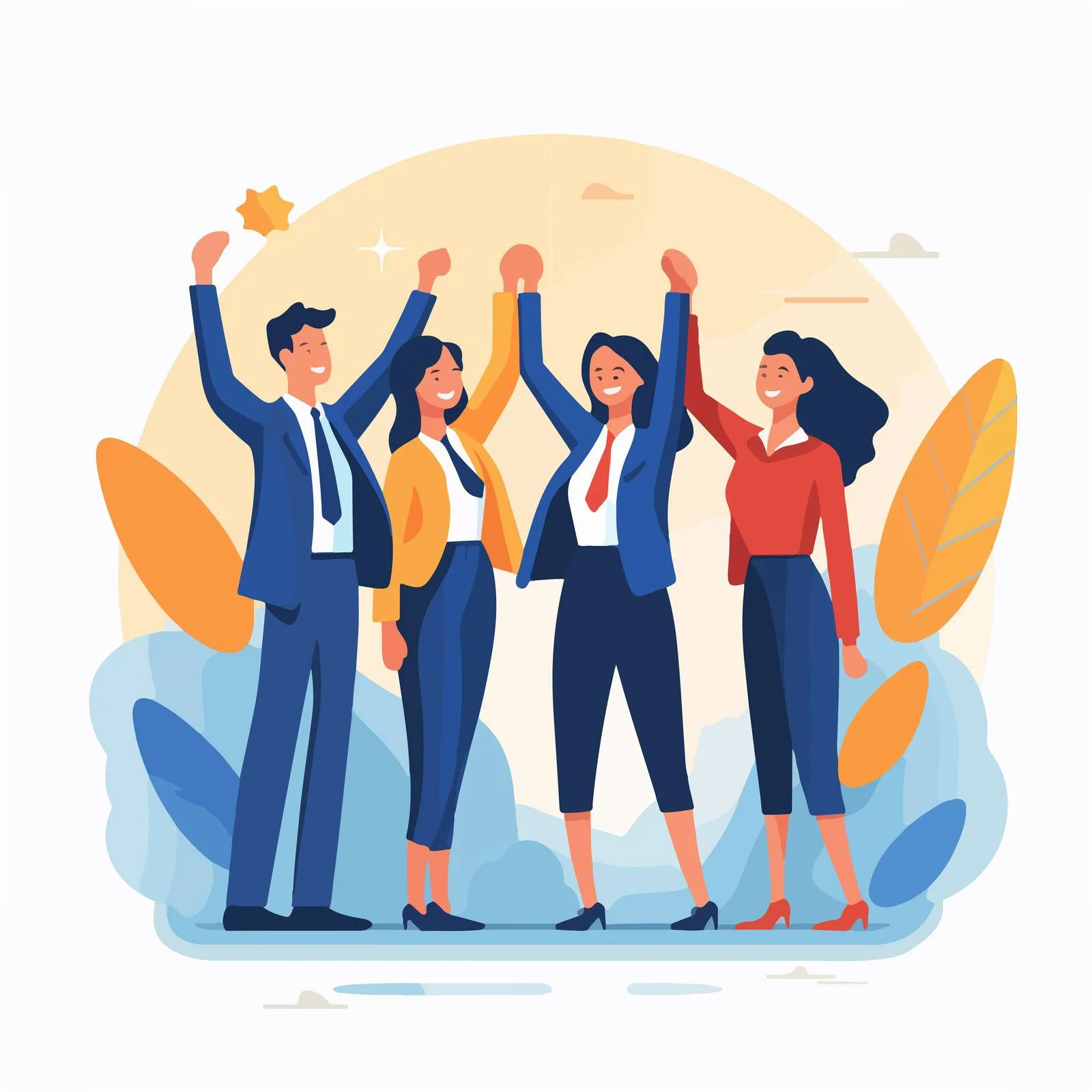 Corporate Team Celebrating Work Success Together — free download from Dotvec