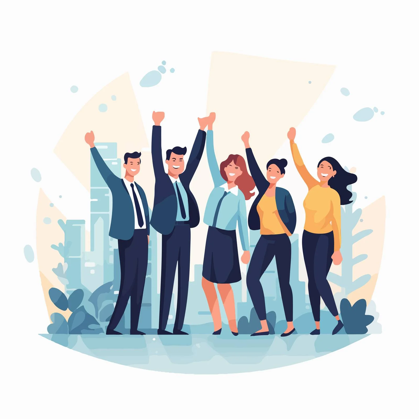 Corporate Team Celebrates Successful Work Achievement — free download from Dotvec