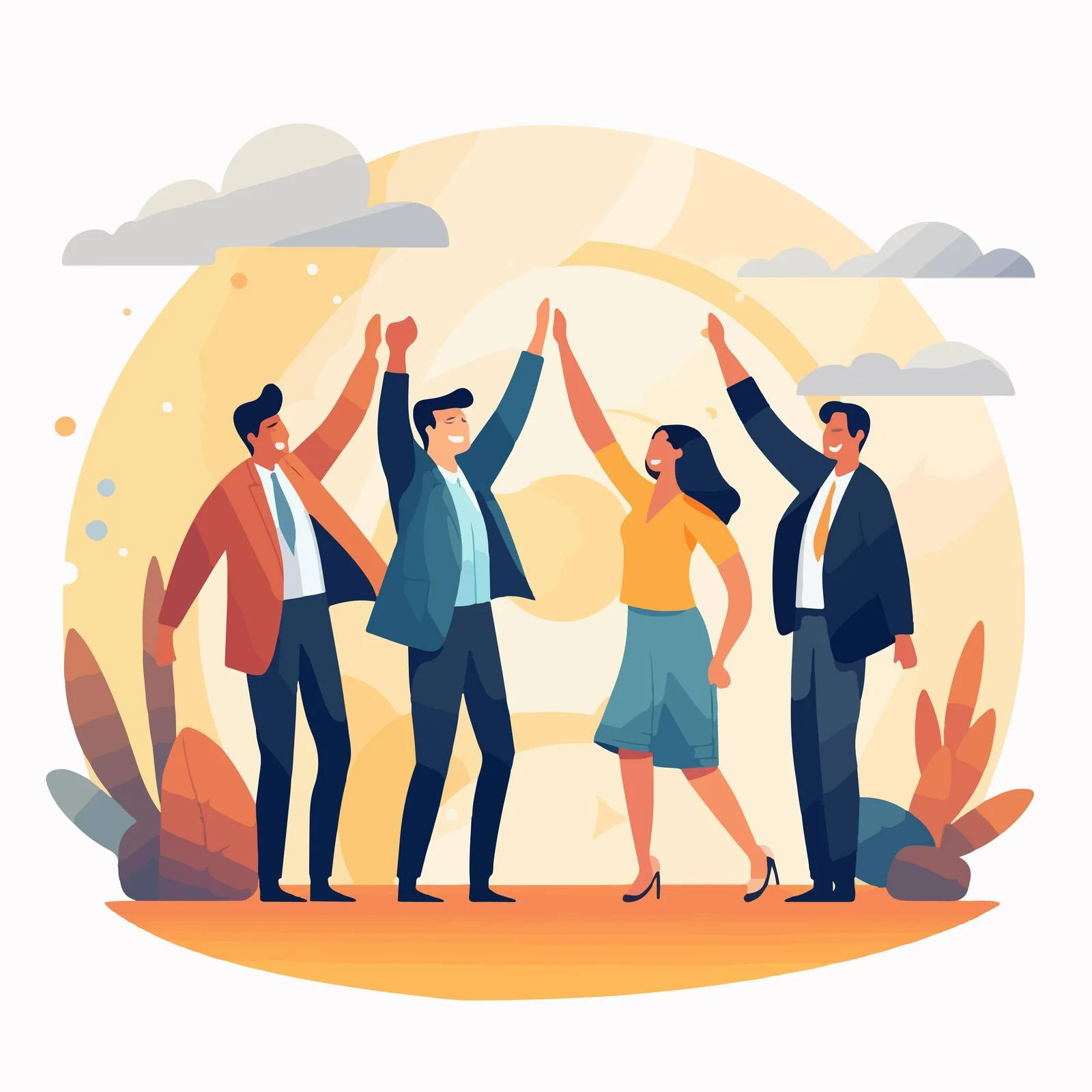 Triumphant Business Team Rejoices Achievement Together — free download from Dotvec