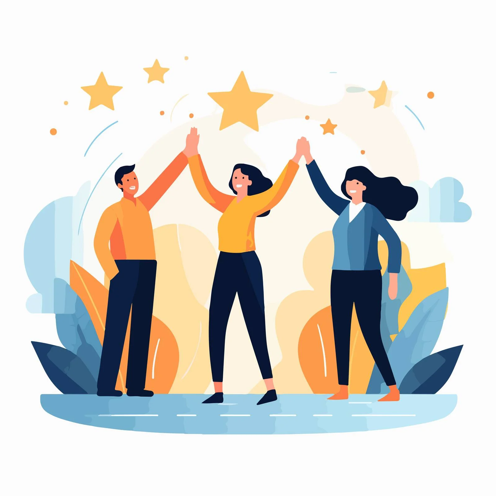 Joyful colleagues celebrating success with high-five — free download from Dotvec
