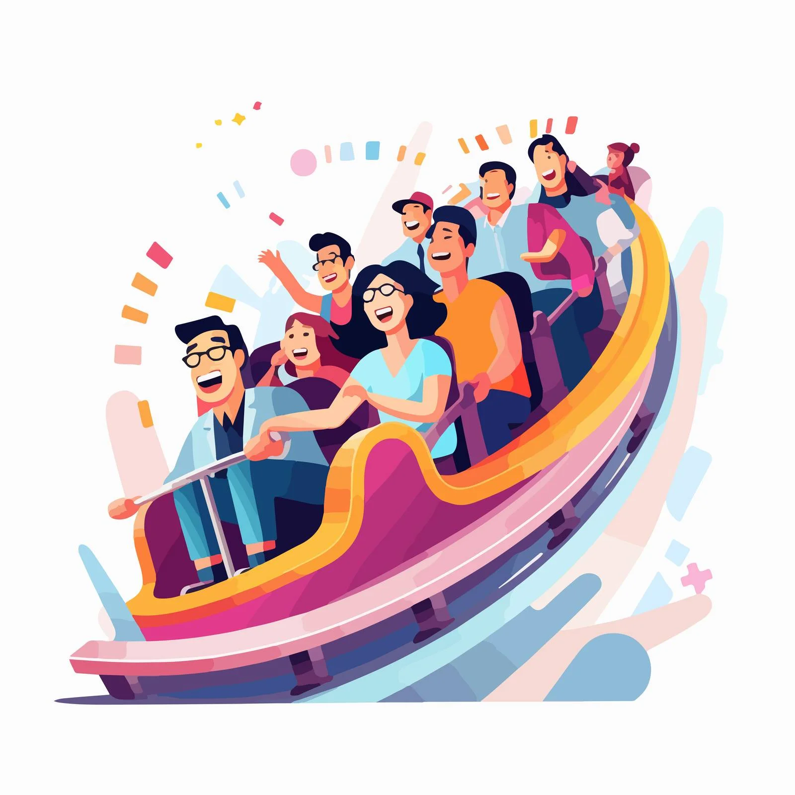 Excited Team of Colleagues on Thrilling Rollercoaster — free download from Dotvec