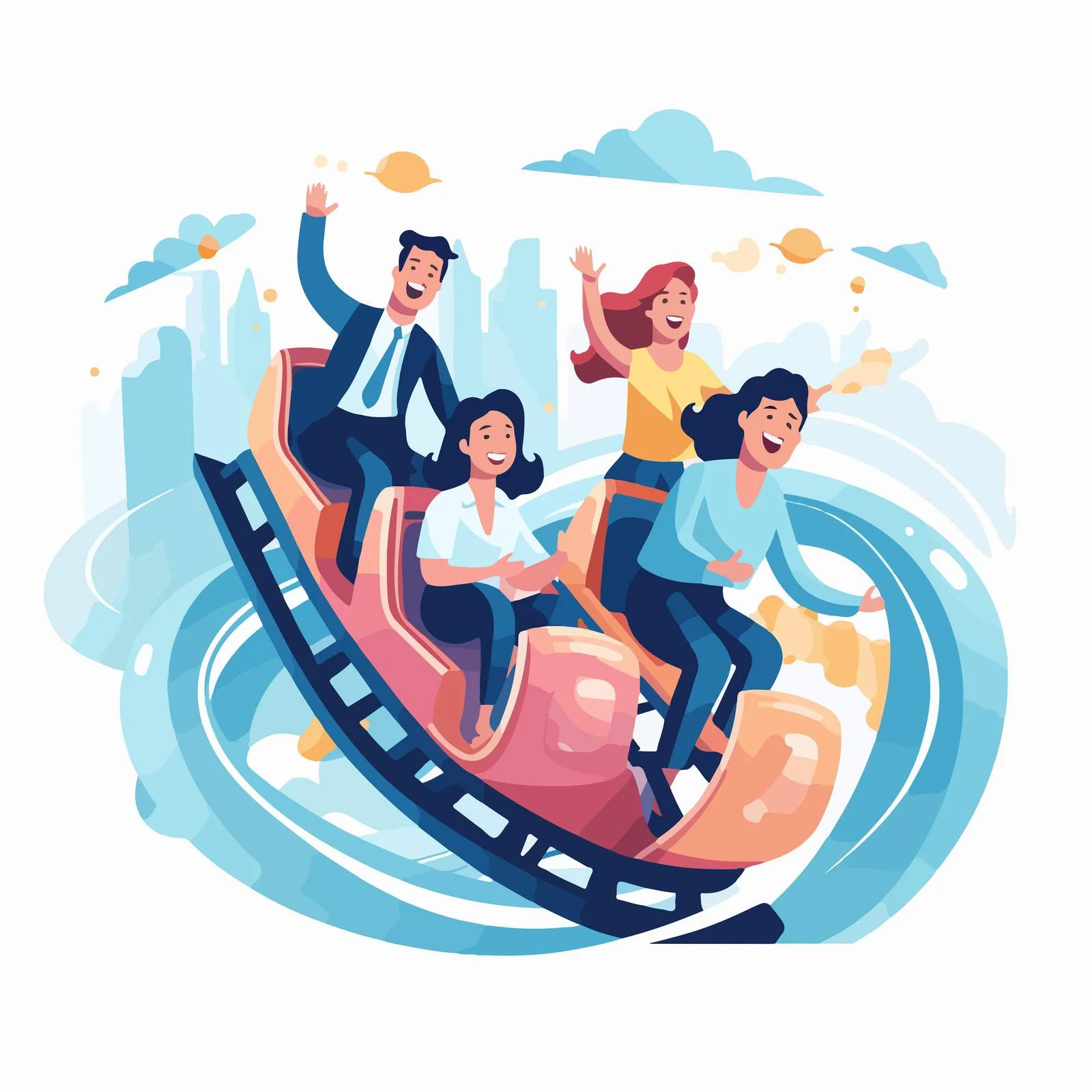 Excited Team on Roller Coaster Ride — free download from Dotvec