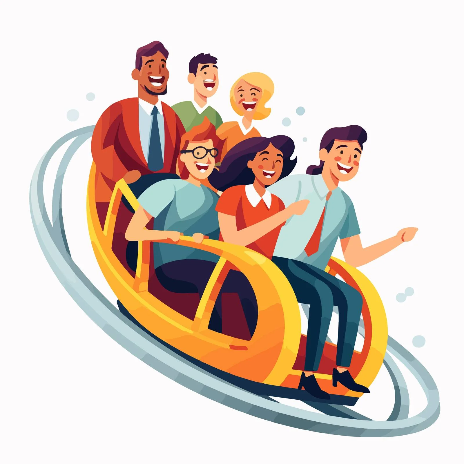 Thrilled Team Enjoying Roller Coaster Ride — free download from Dotvec