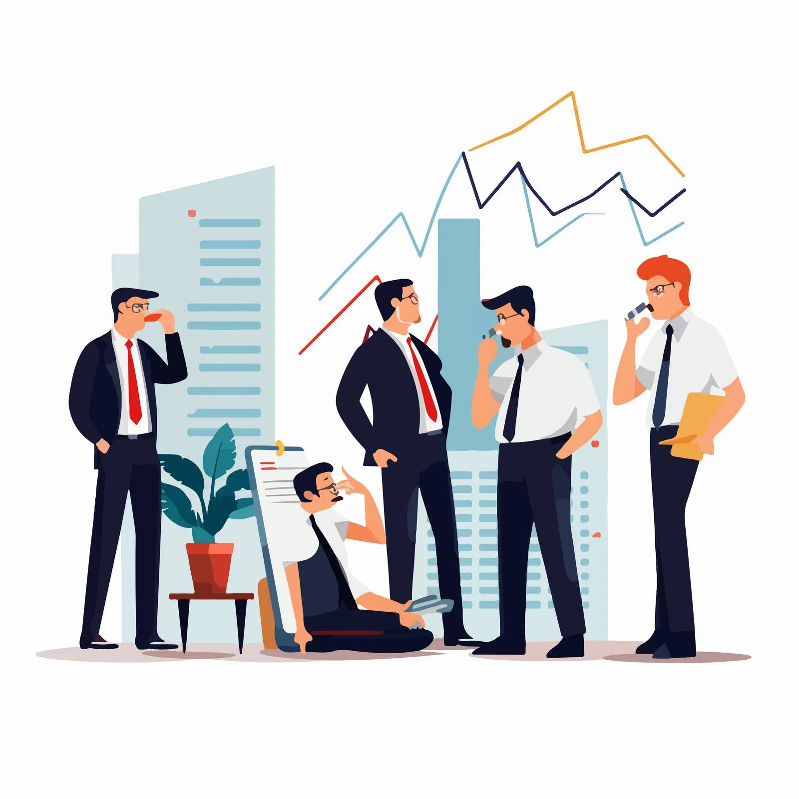 Colleagues analyzing financial chart in meeting room — free download from Dotvec