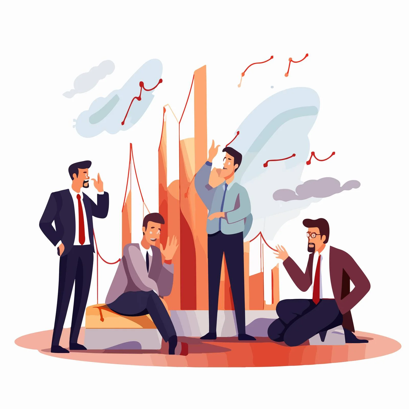 Corporate men reviewing company financial chart — free download from Dotvec