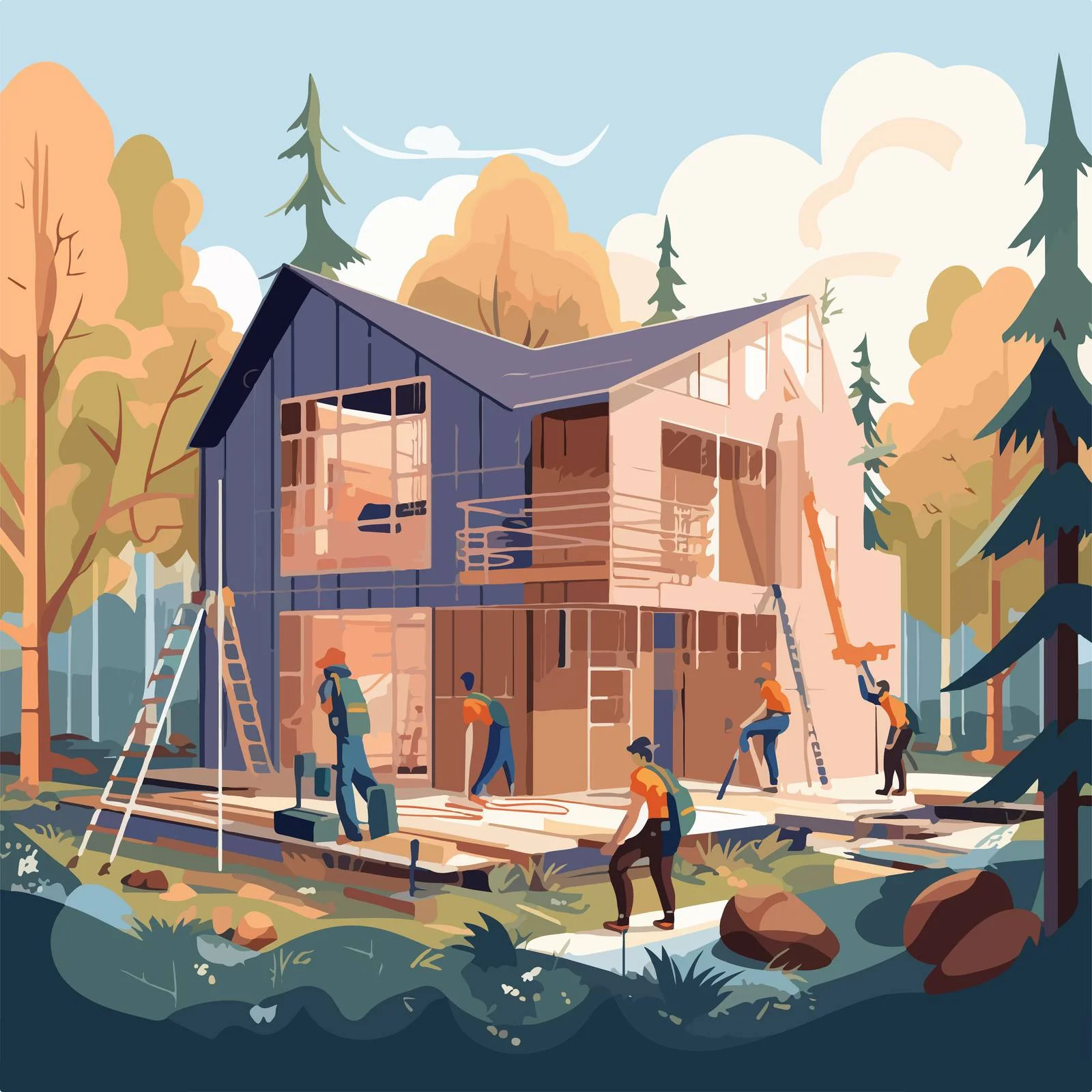 Skilled team building residential properties — free download from Dotvec