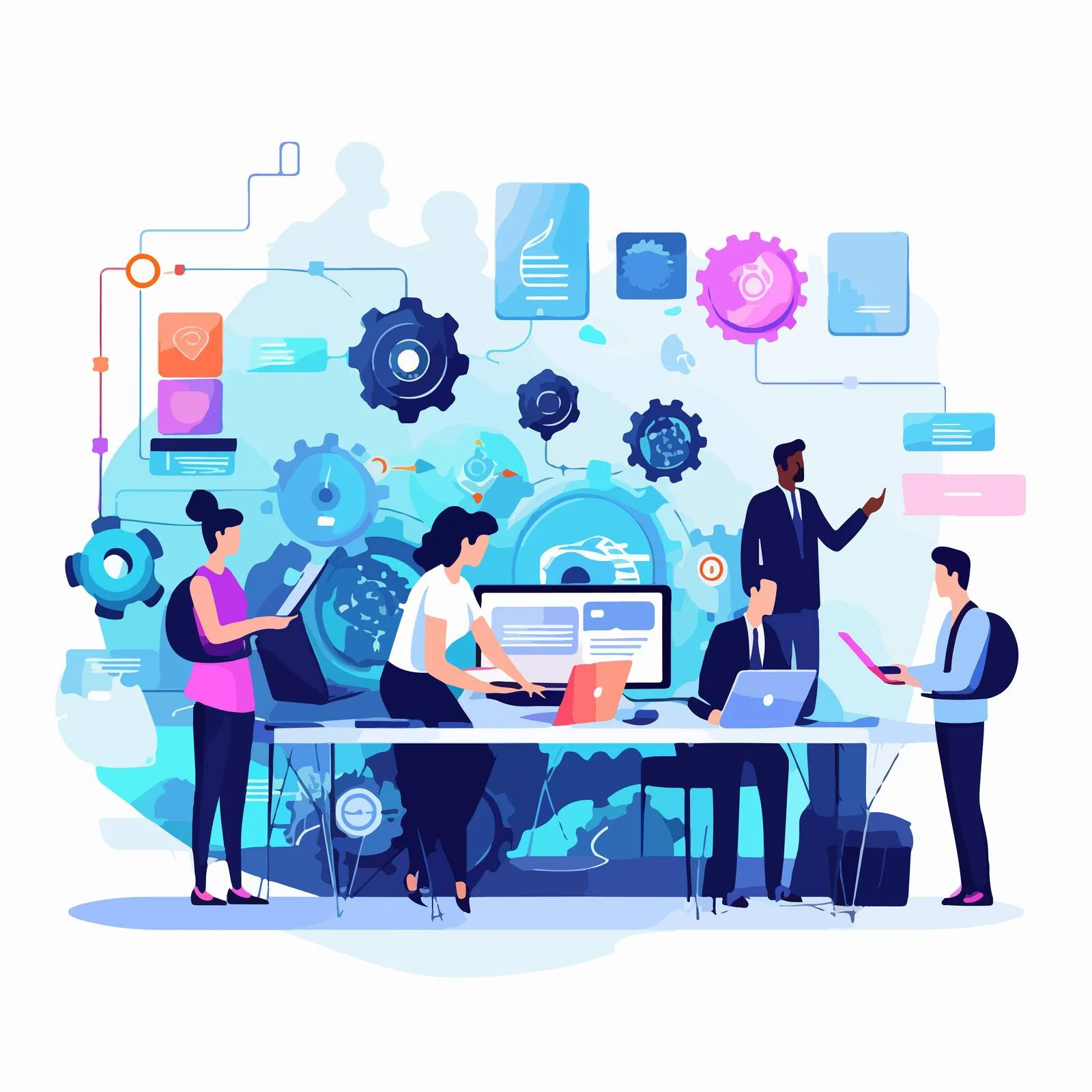 Collaborative Efforts in Futuristic Tech Environment — free download from Dotvec