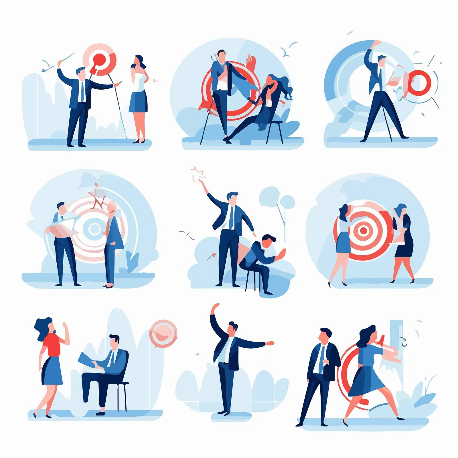 Collaborative goal-setting vector graphics collection — free download from Dotvec