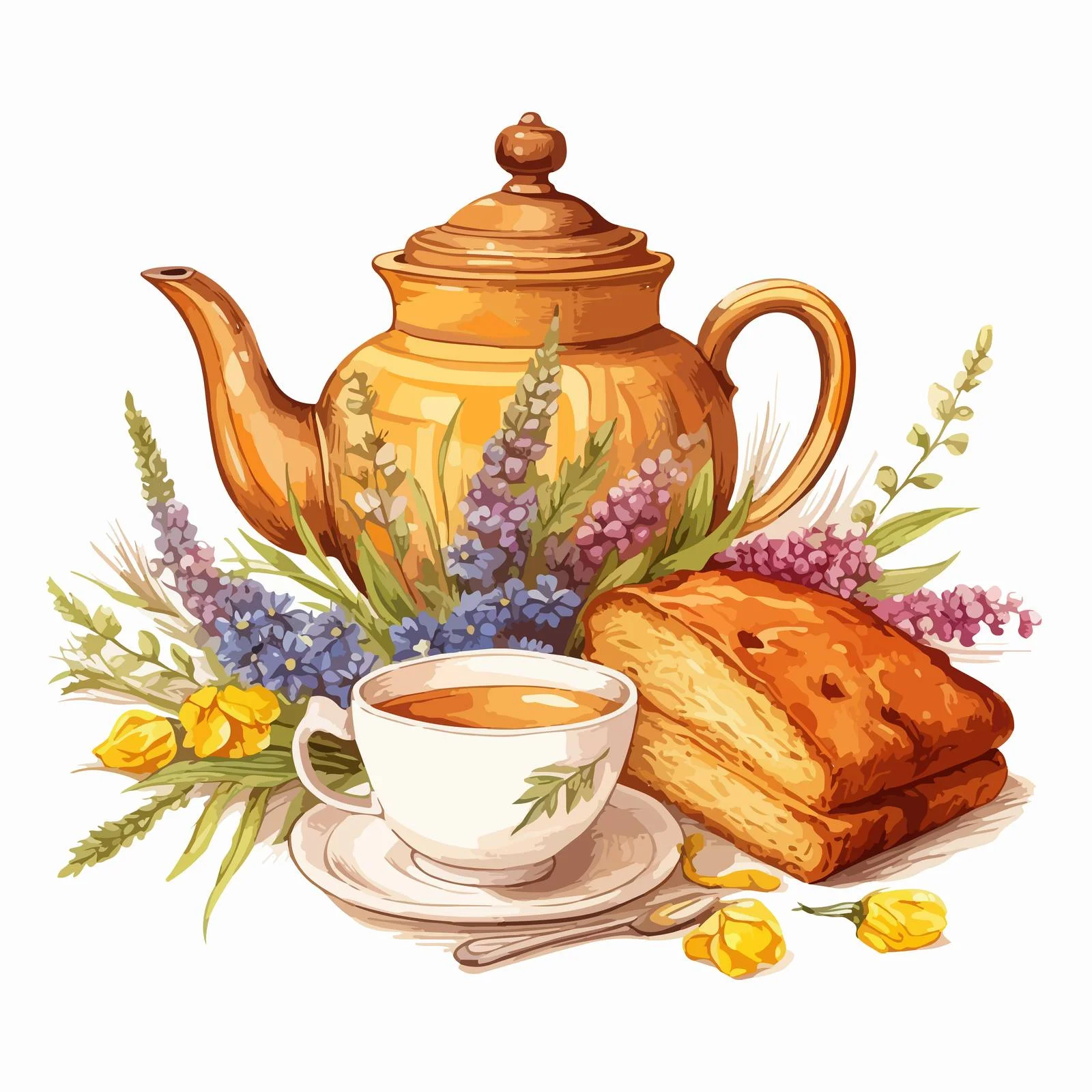 Rustic Tea Time with Fresh Bread — free download from Dotvec