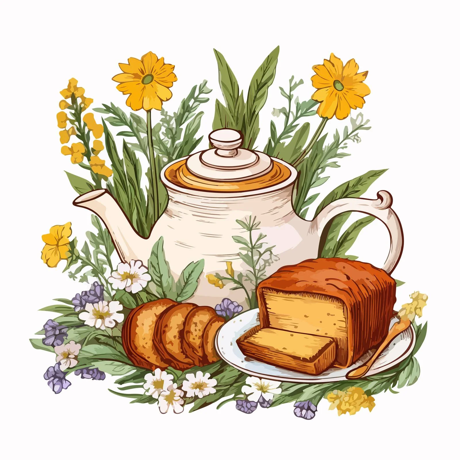 Charming Tea Set with Fresh Baked Slices — free download from Dotvec