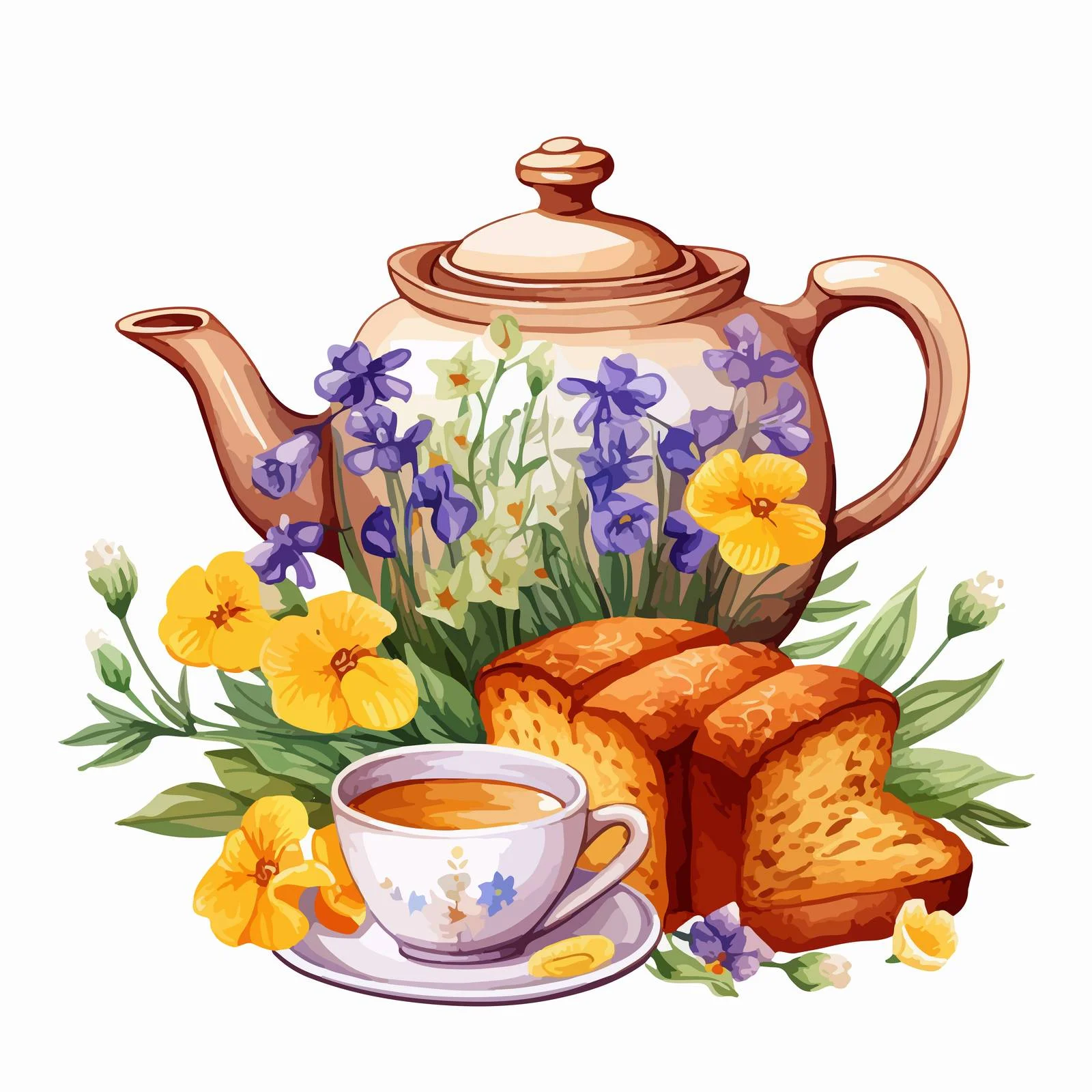 Traditional Tea and Bread Breakfast Setting — free download from Dotvec