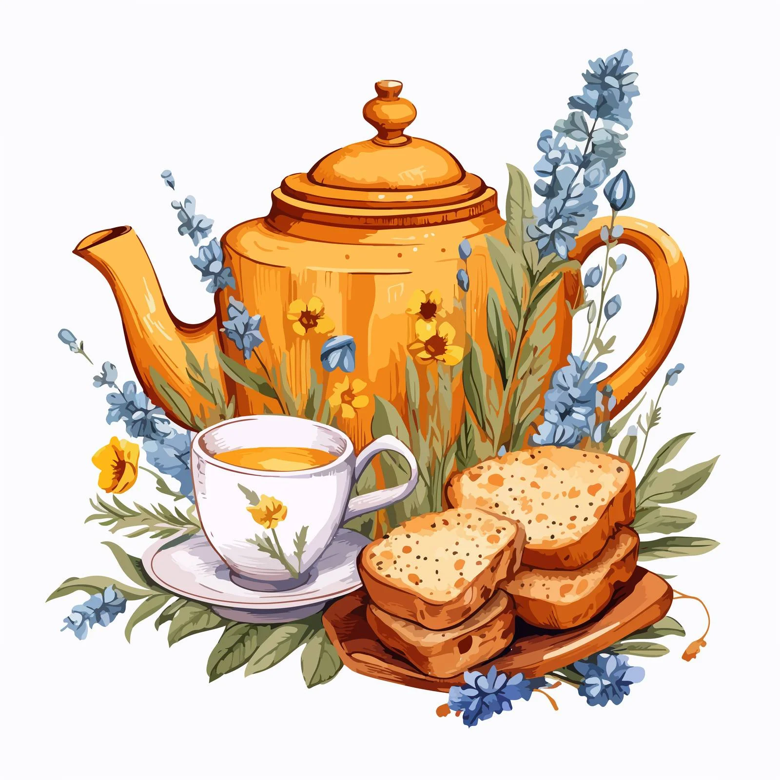 Traditional Tea Time with Fresh Bread — free download from Dotvec