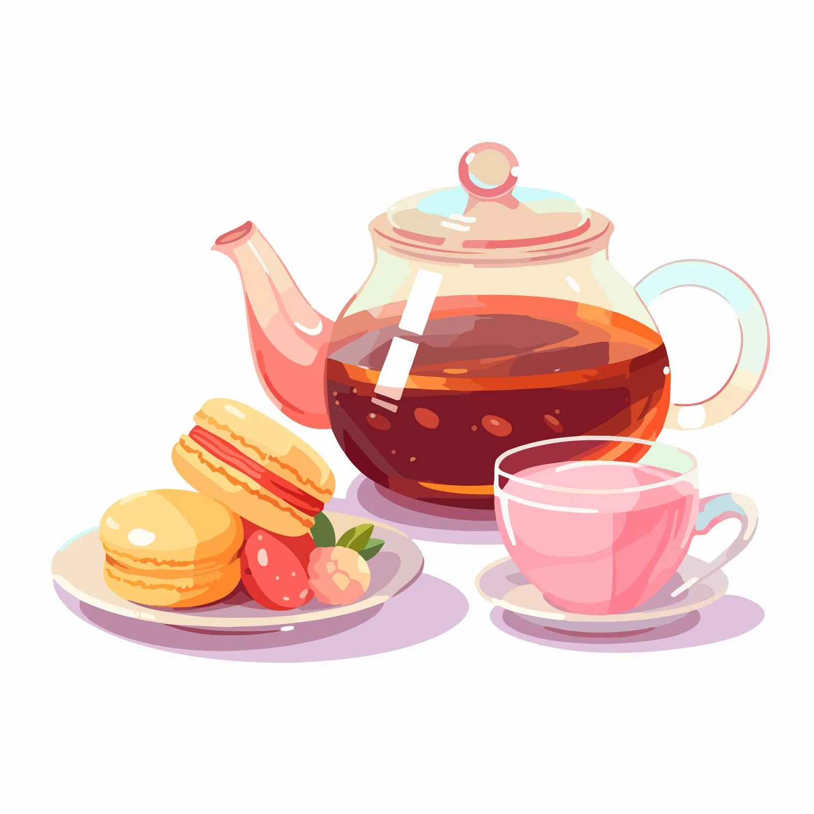 Elegant Teapot and Tea Setting with Dessert — free download from Dotvec