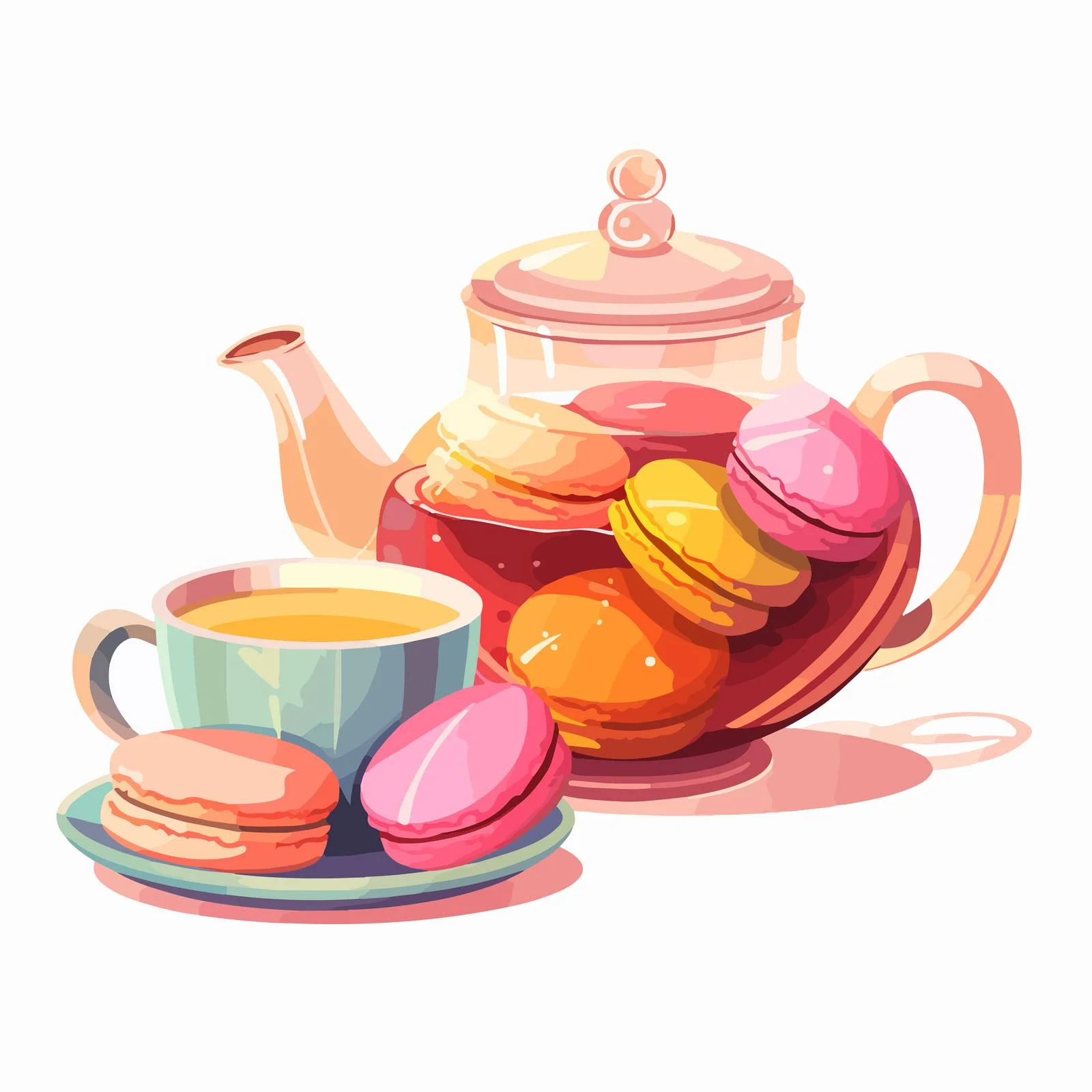 Elegant Teapot and Tea Set with Dessert — free download from Dotvec