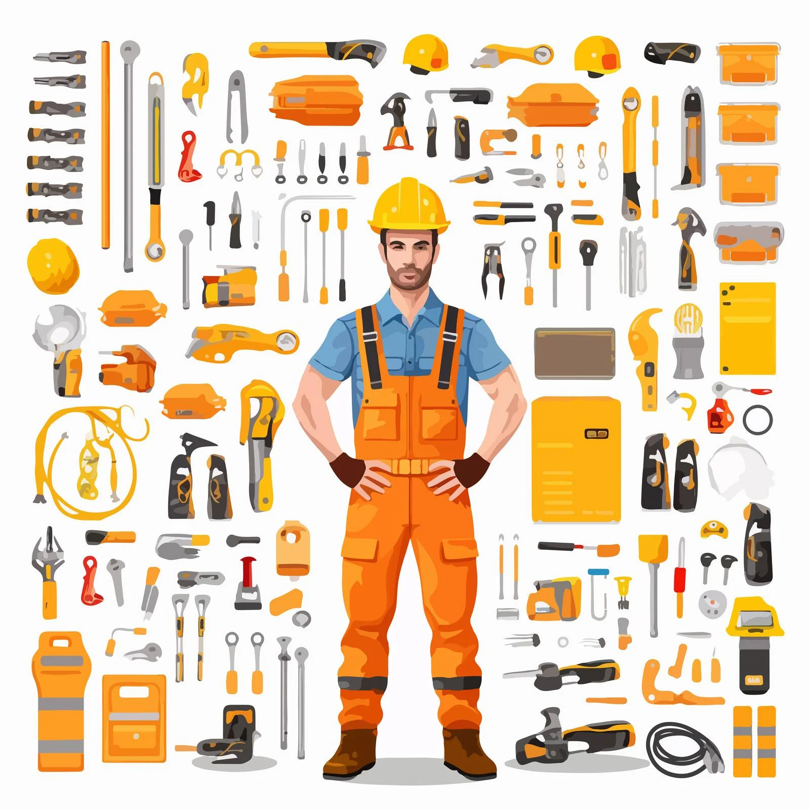 Flat Male Cart Technical Worker Set — free download from Dotvec