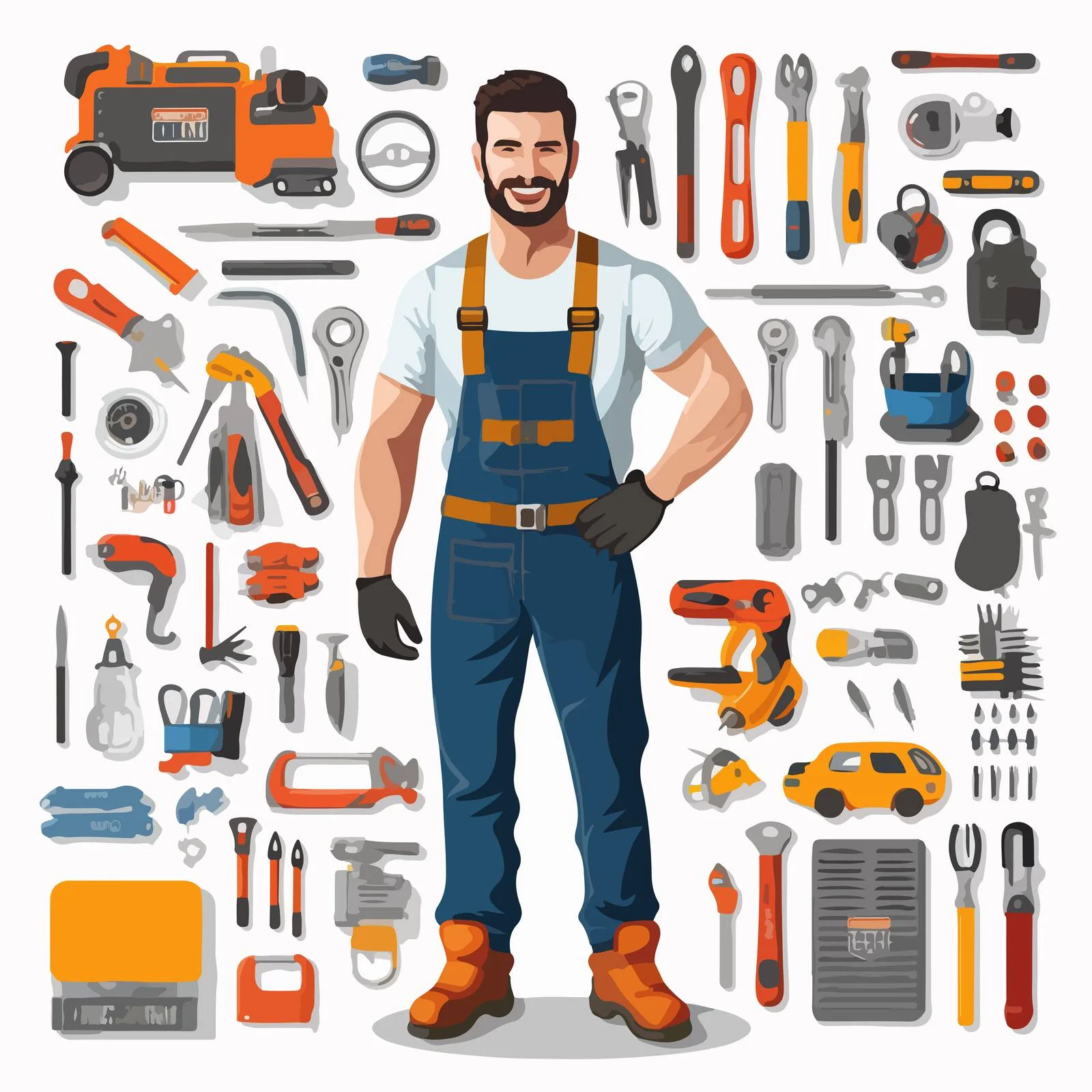 Male Technical Worker Flat Character Creator — free download from Dotvec