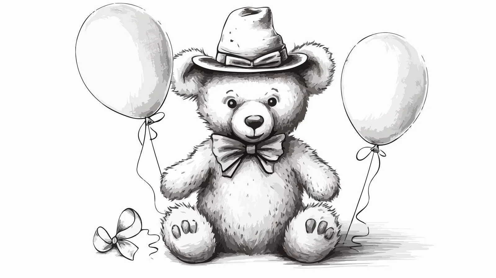 Adorable Teddy Bear with Balloon — free download from Dotvec