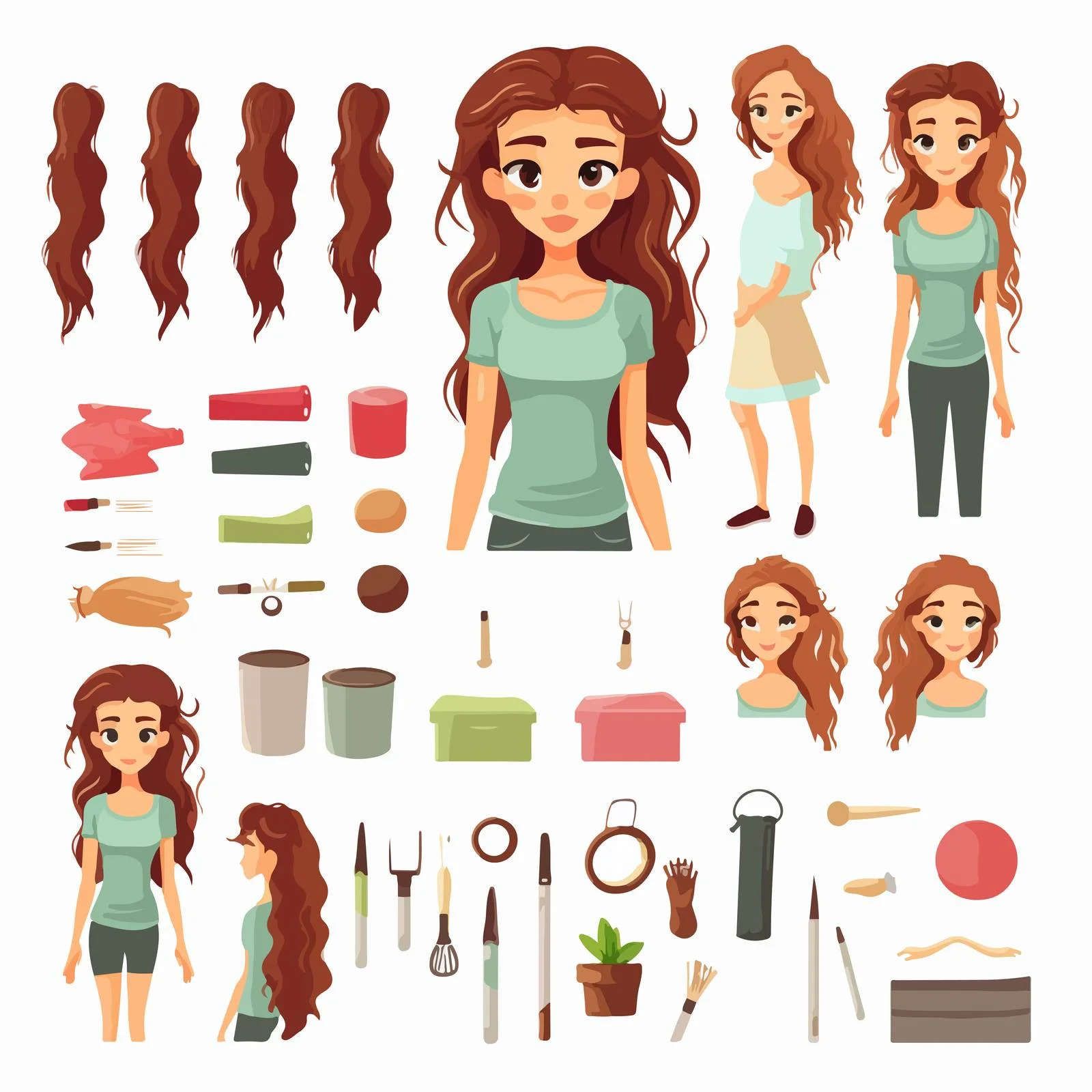 Teenage Girl Animation Kit for Web — free download from Dotvec