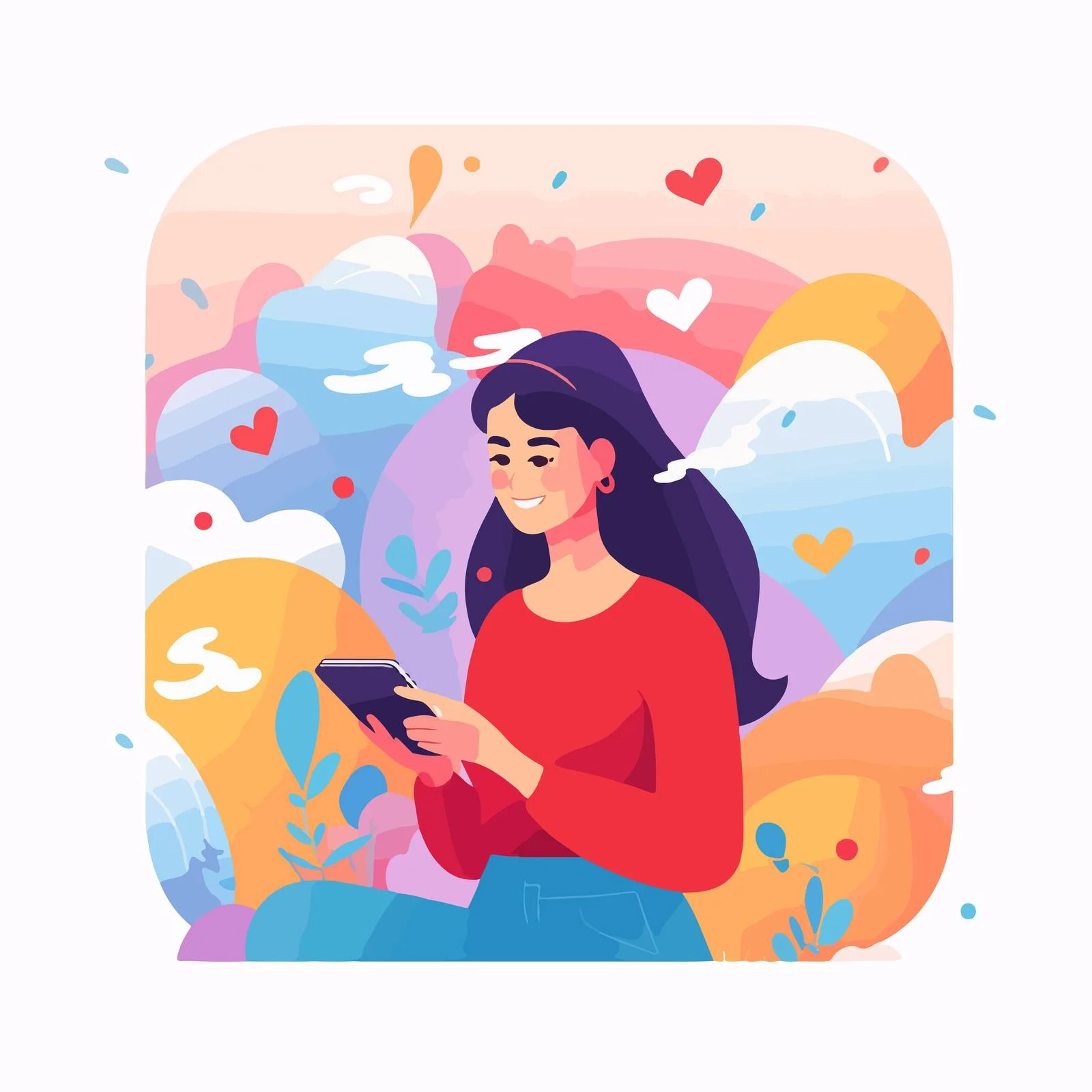 Adolescent checking smartphone notification — free download from Dotvec