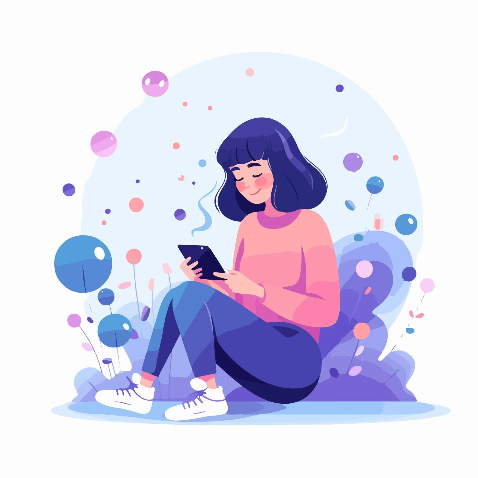 Adolescent girl checking update on mobile phone — free download from Dotvec