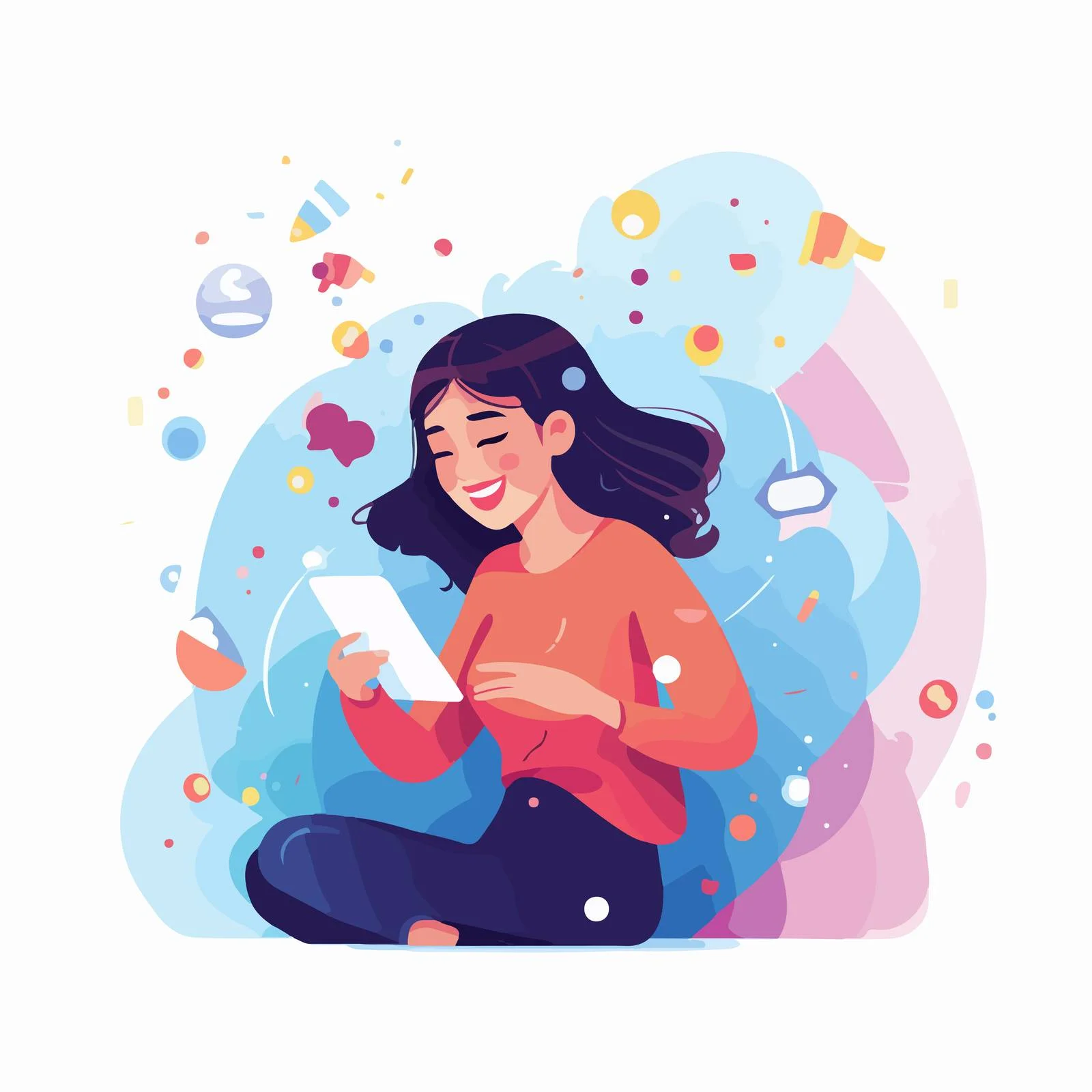 Adolescent viewing notification on smartphone screen — free download from Dotvec