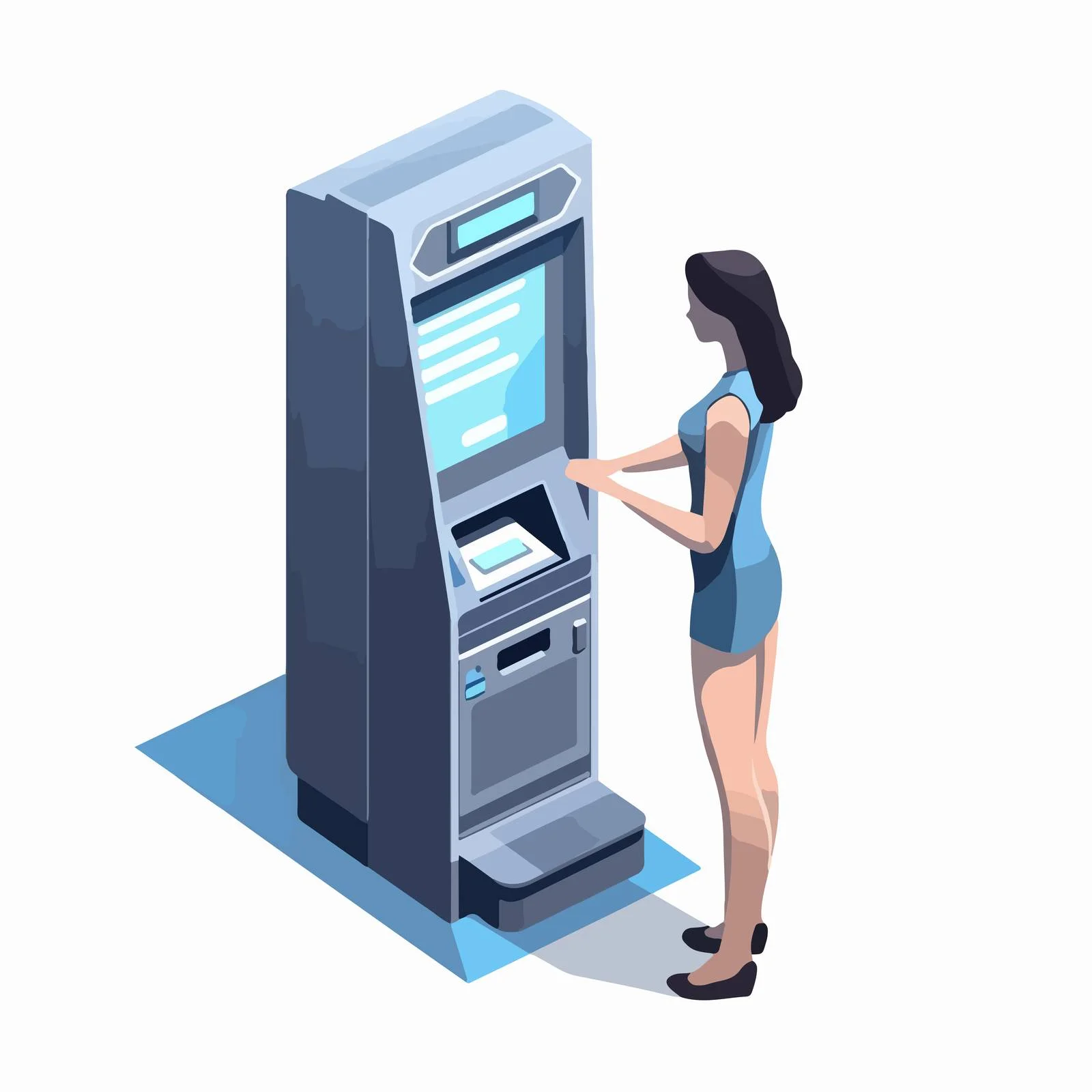 Teenage girl at ATM terminal vector illustration — free download from Dotvec