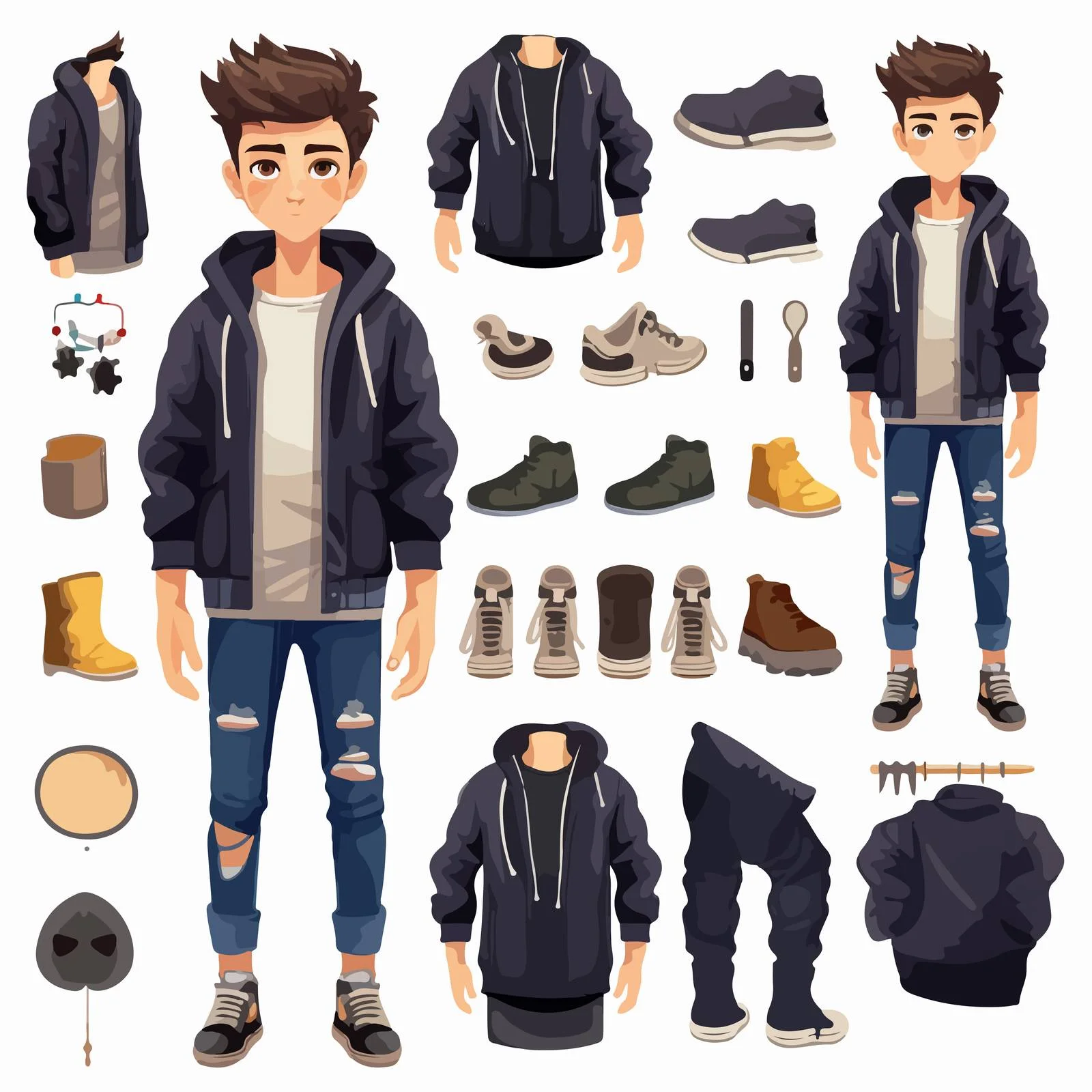 Teen Boy Avatar Builder Kit — free download from Dotvec