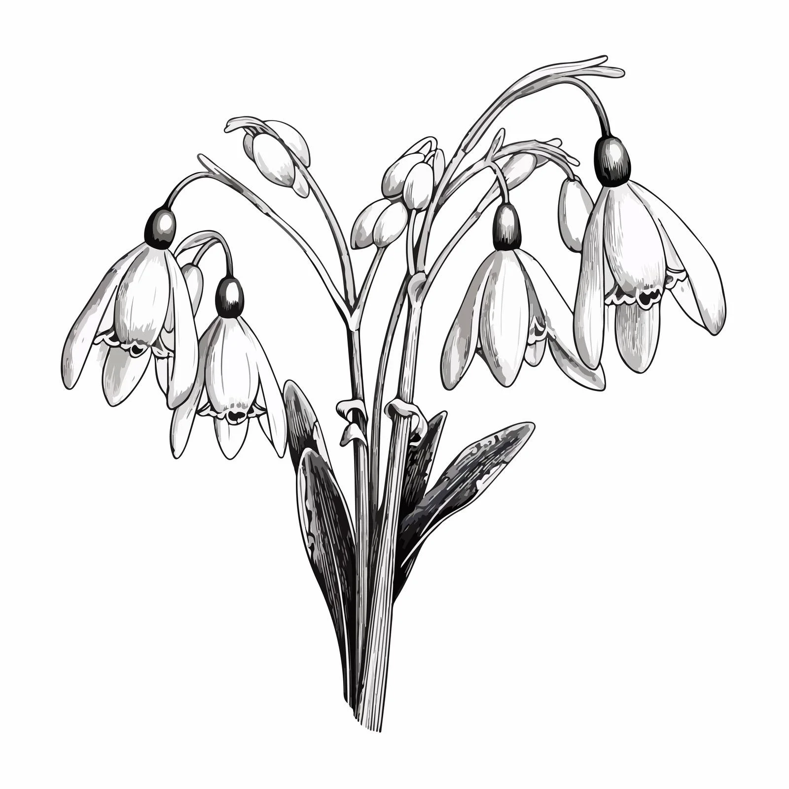 Delicate Snowdrop Blossoms on White Background — free download from Dotvec
