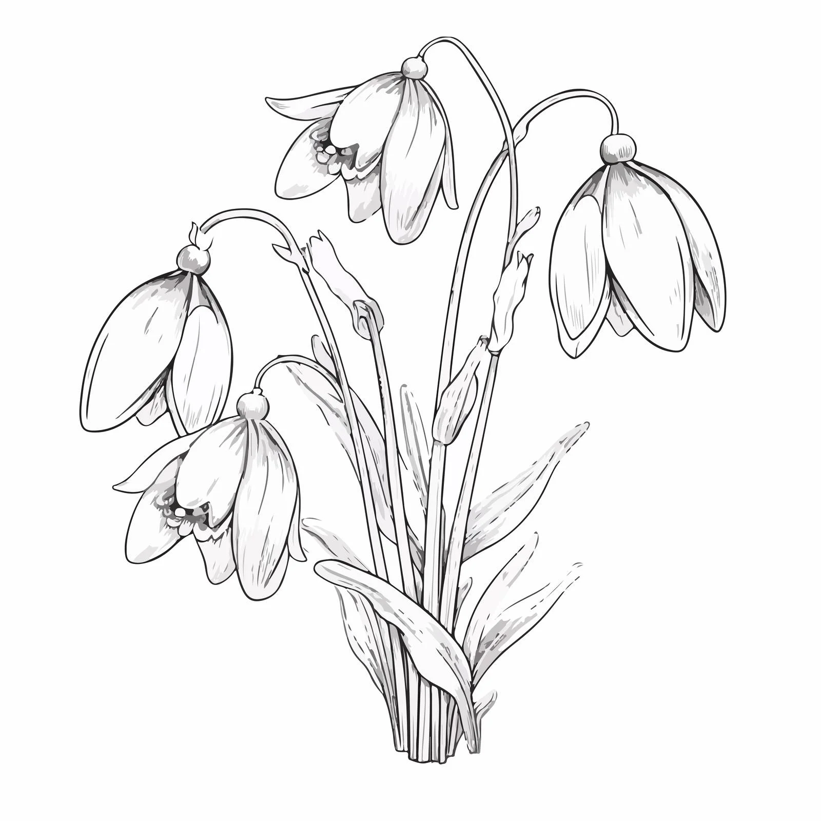 Delicate snowdrop blooms on pure white — free download from Dotvec