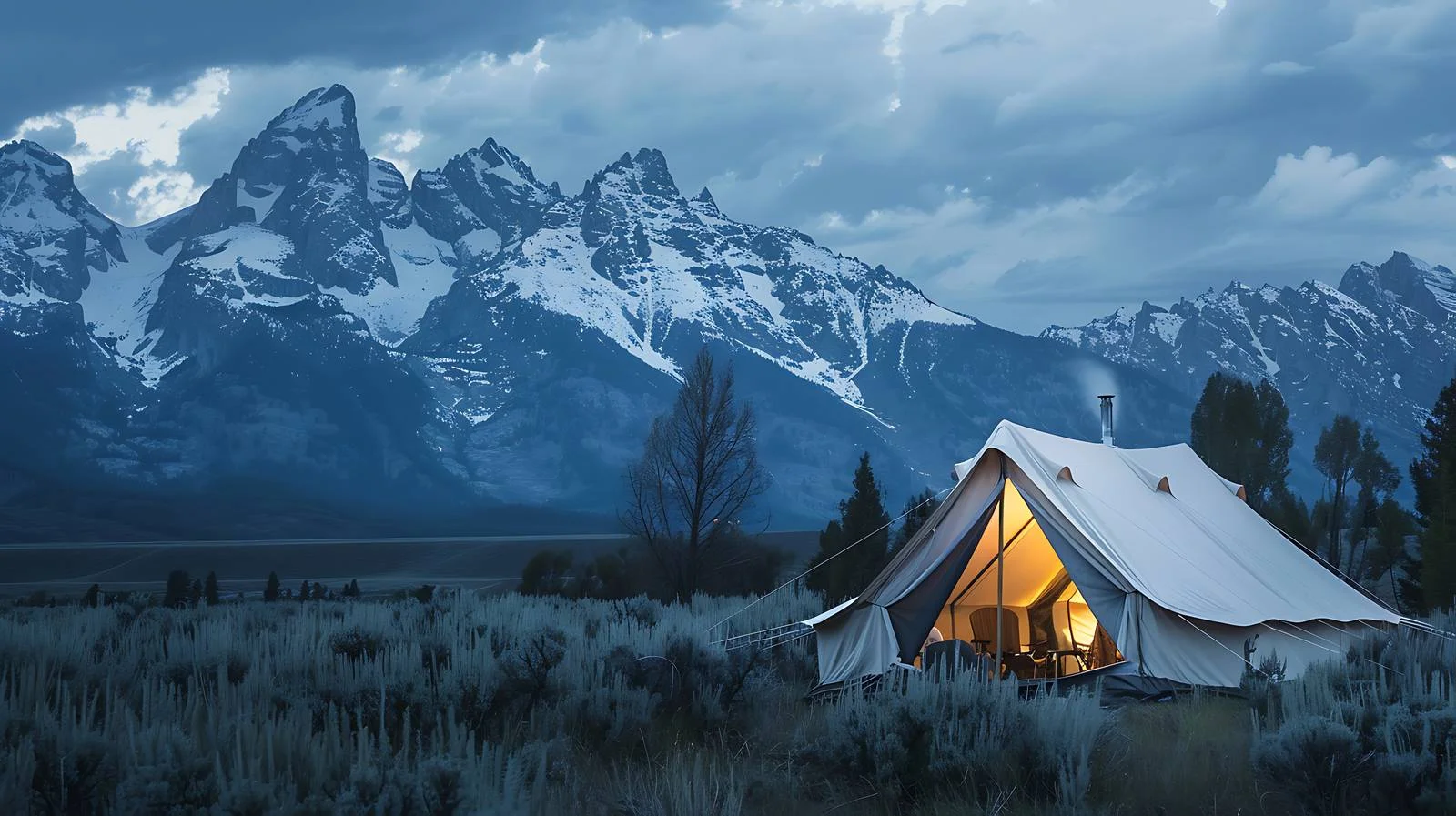 Serene Dusk Tent Illumination by Grand Teton — free download from Dotvec