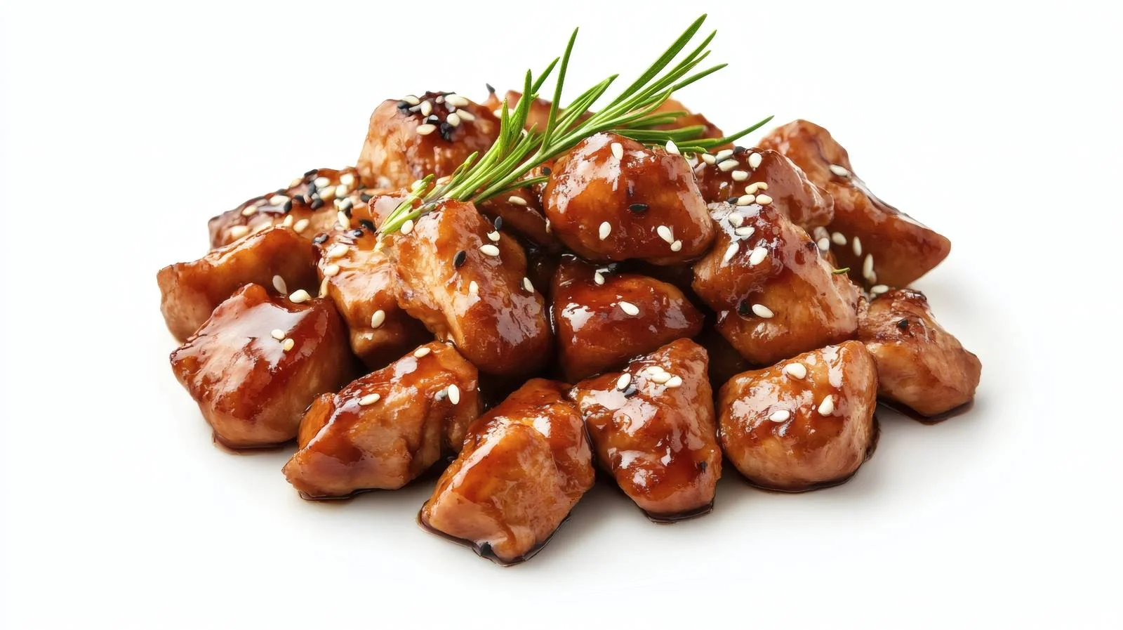 Premium Teriyaki Chicken Chunks on White — free download from Dotvec