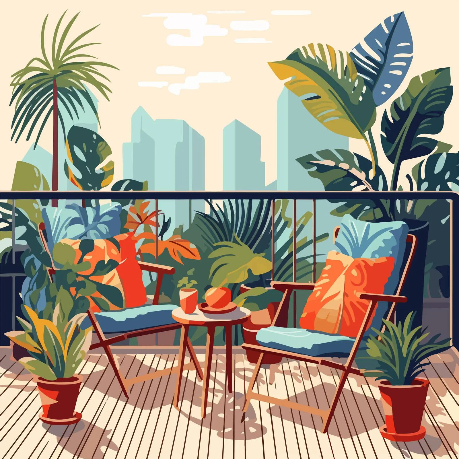 Elegant Terrace Garden with Plants and Furniture — free download from Dotvec