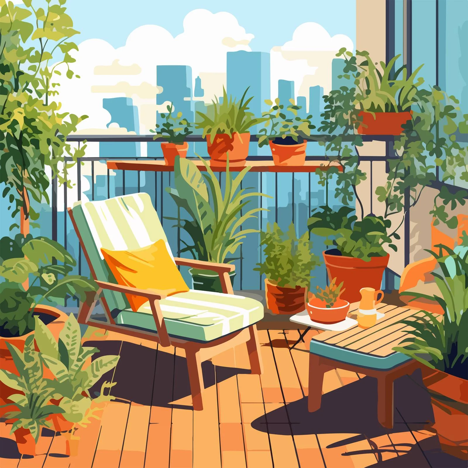 Elegant Terrace Garden with Plants and Furniture — free download from Dotvec