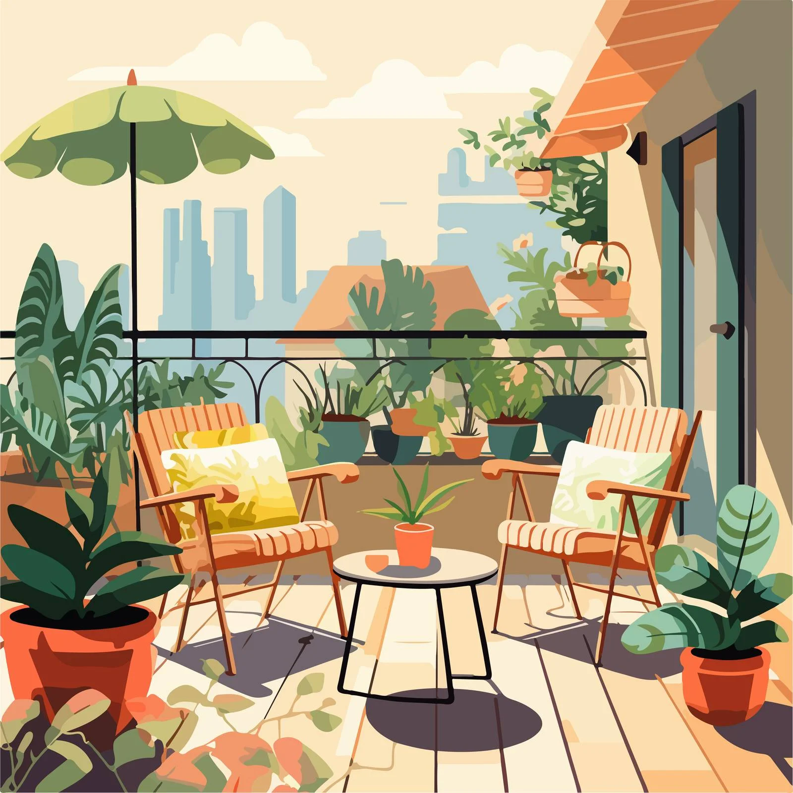 Elegant Terrace Garden with Plants and Furniture — free download from Dotvec