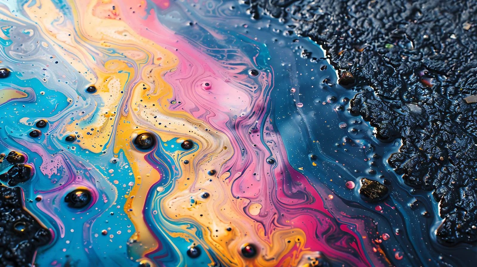 Vibrant Colors of Oil Spill on Wet Pavement — free download from Dotvec