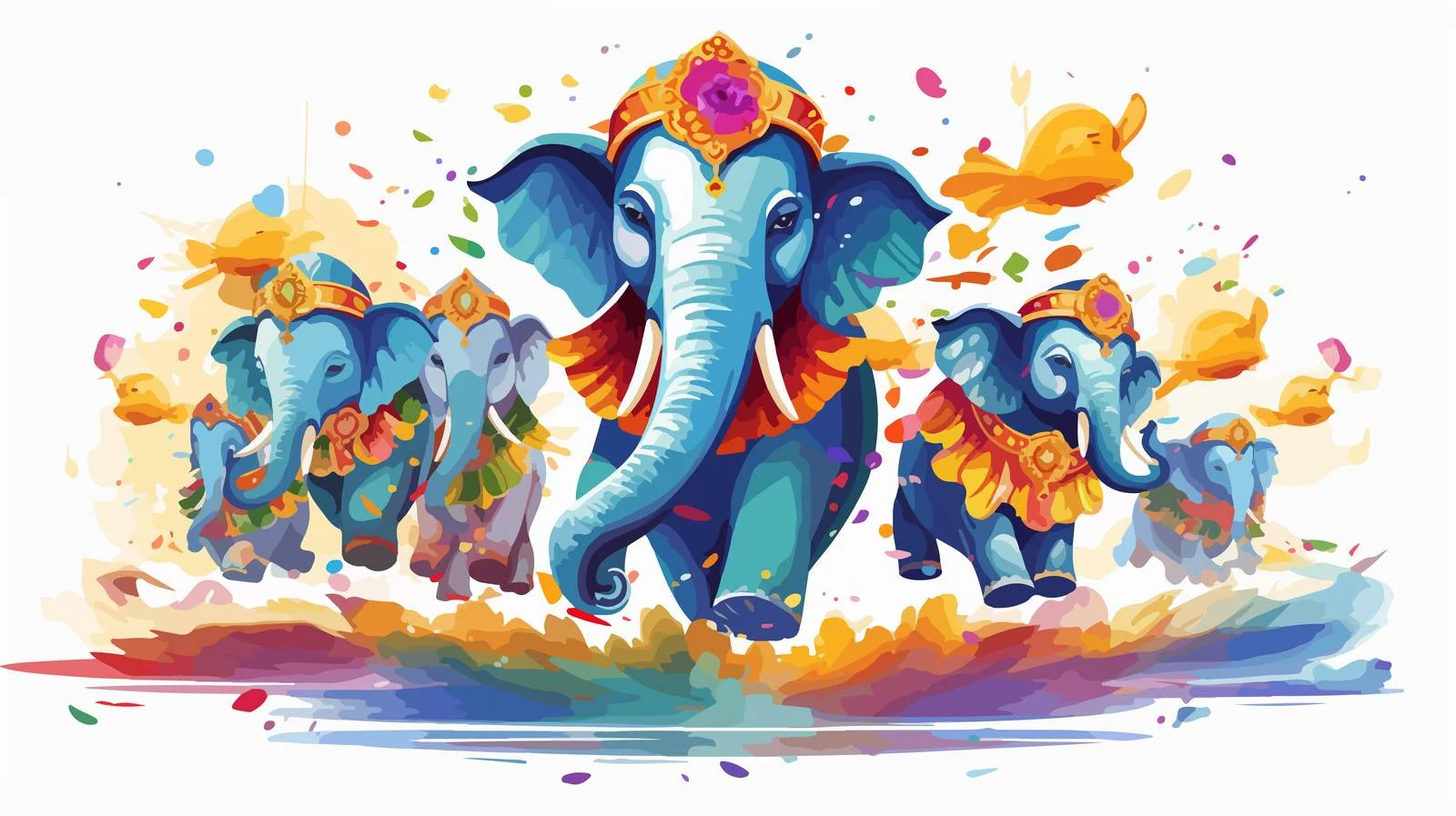 Thai Elephants Songkran Tradition Splash — free download from Dotvec