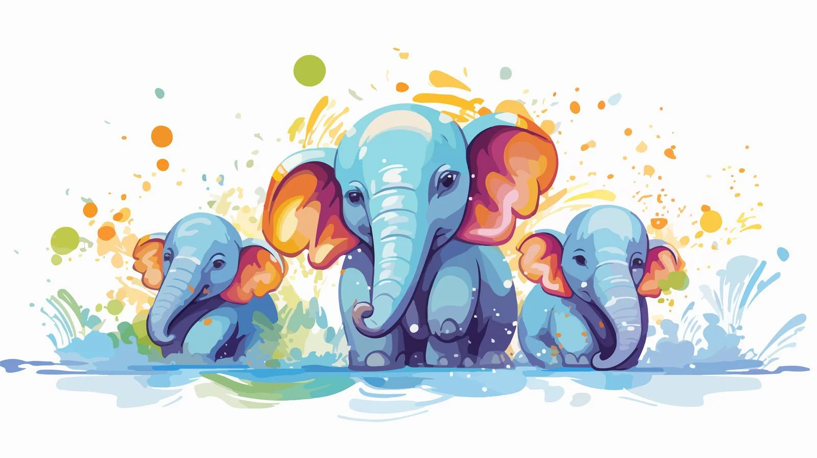 Thai Elephants in Songkran Tradition Splash — free download from Dotvec
